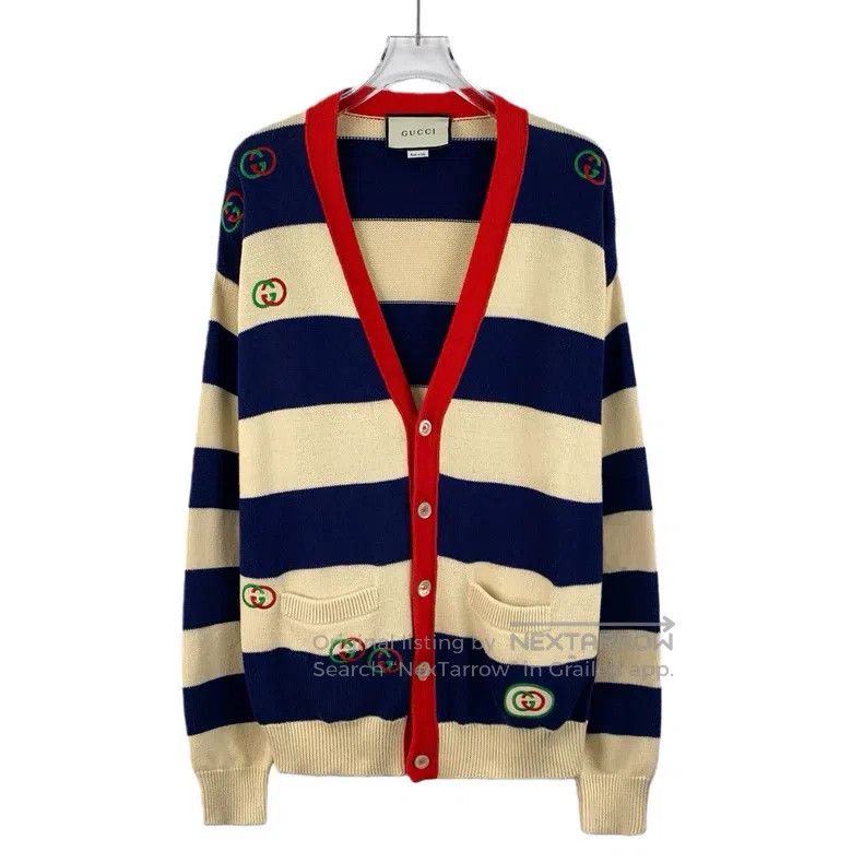 Gucci Gucci Colour block logo embroidered striped V-neck single- Size XS / US 0-2 / IT 36-38 - 1 Thumbnail