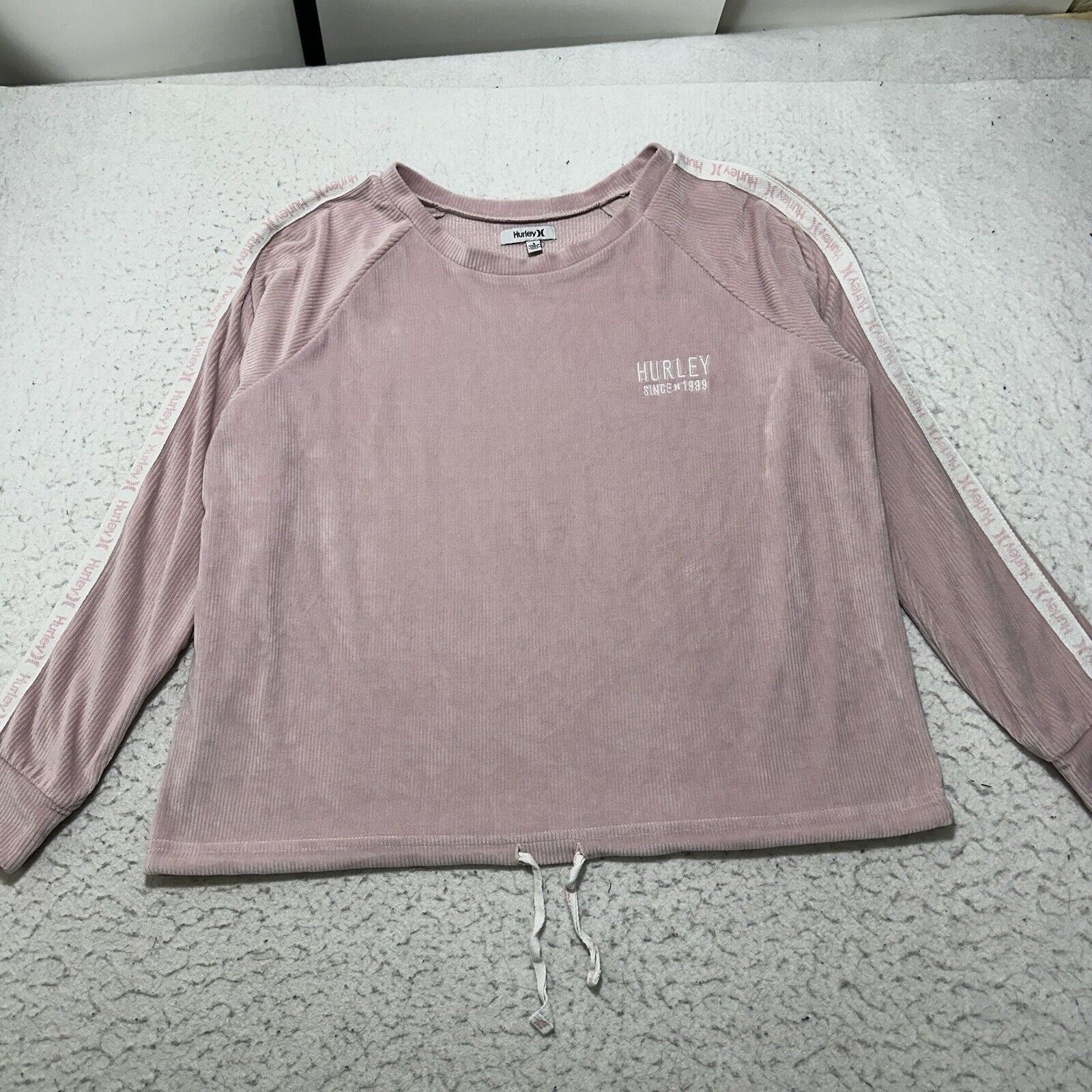 Hurley Hurley Small Velour Crewneck Sweatshirt Light Pink + White Size S / US 4 / IT 40 - 1 Thumbnail