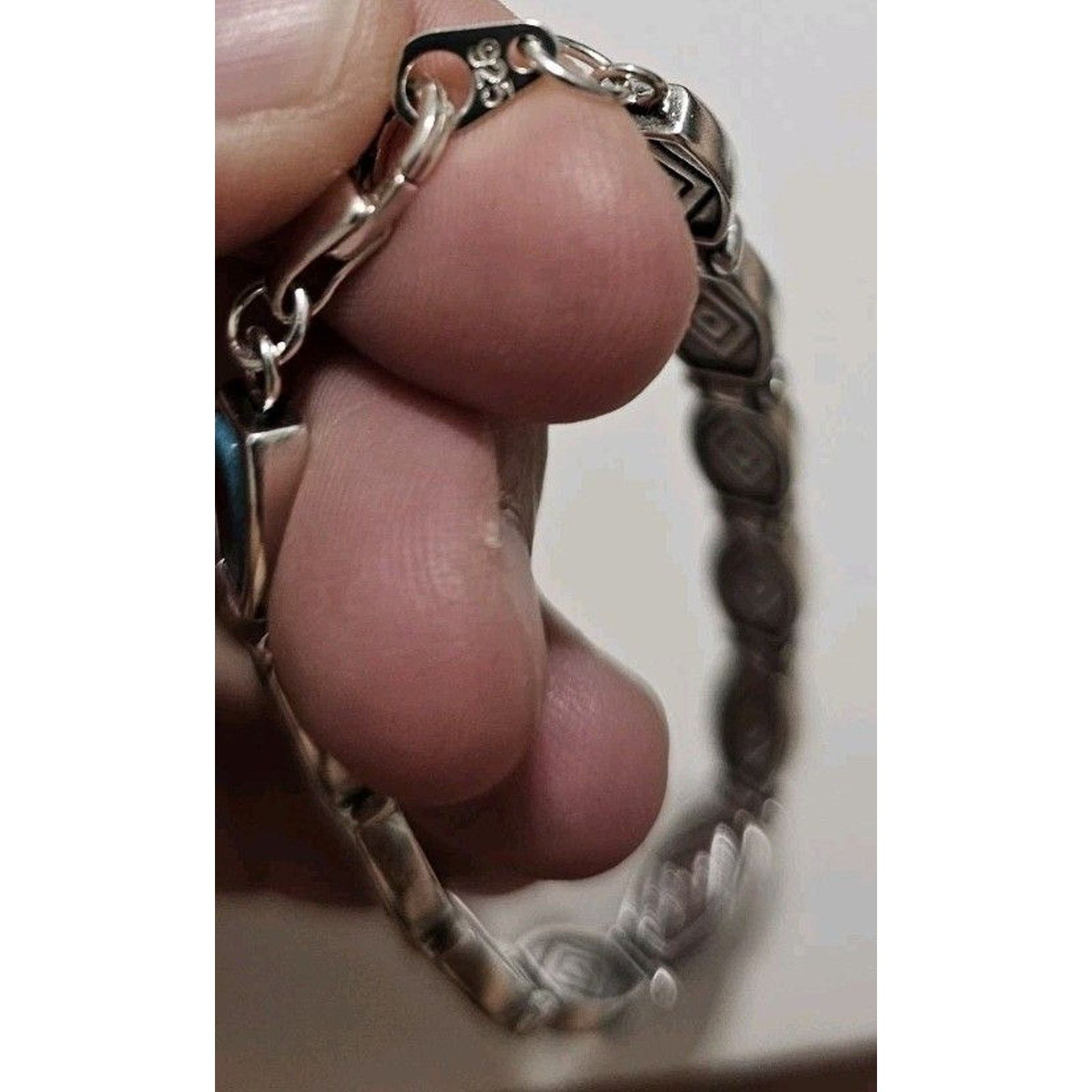 Other Vintage Western Sterling Silver Bracelet 925 Turquoise Gem Size ONE SIZE - 7 Thumbnail
