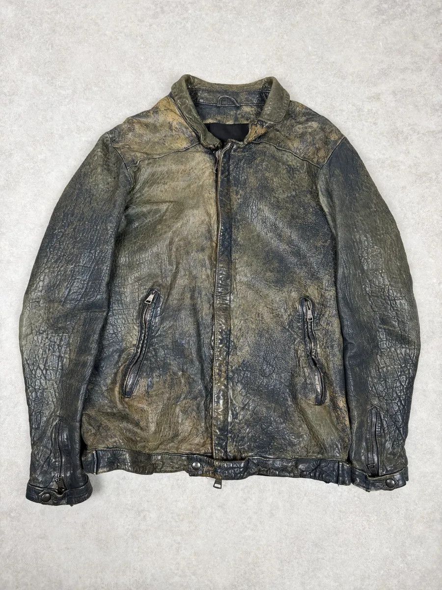 Giorgio Brato 2000s Giorgio Brato Aged Raw Brown Leather Jacket Size US S / EU 44-46 / 1 - 1 Thumbnail