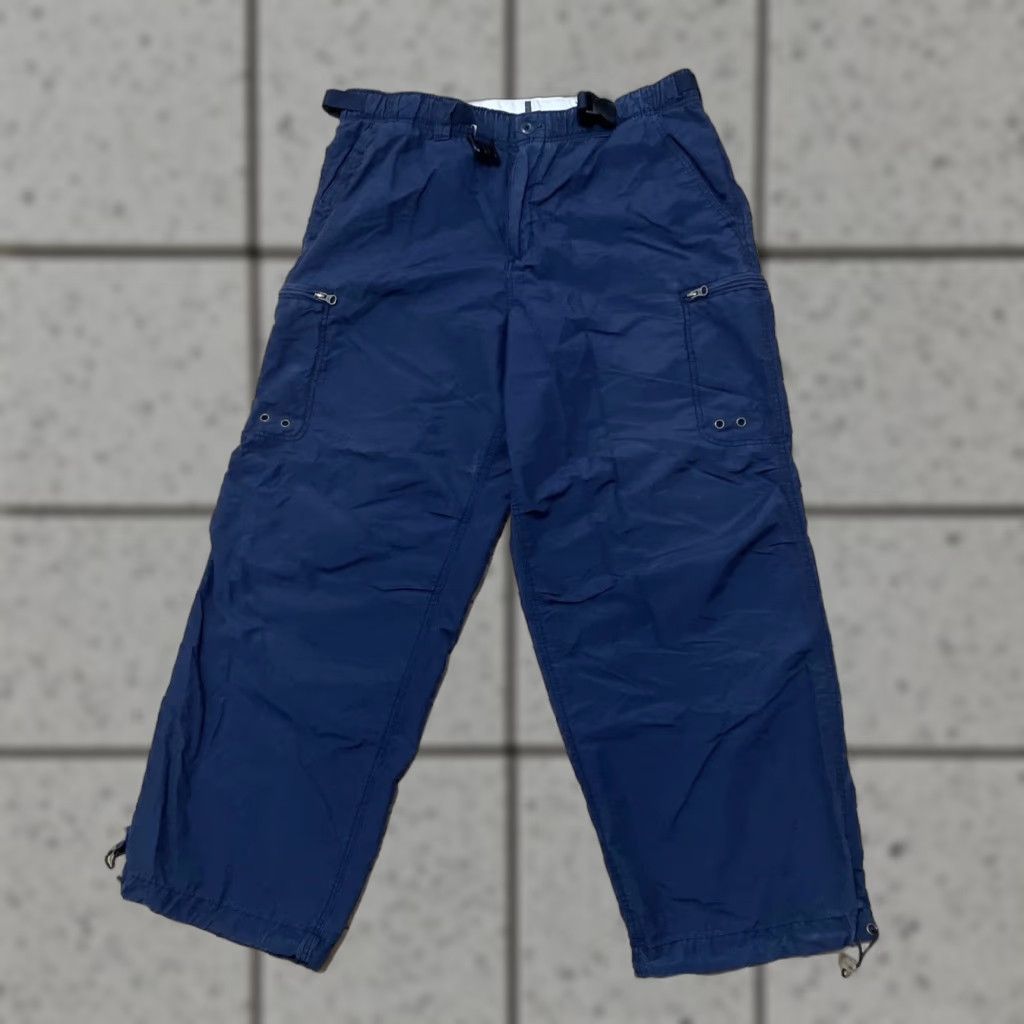 Old Navy VINTAGE Old Navy Brand vtg Y2k Cargo Pants Men L Baggy Paratrooper Navy Blue Belted Zip Pockets Tech 38x29 Size US 33 - 1 Thumbnail
