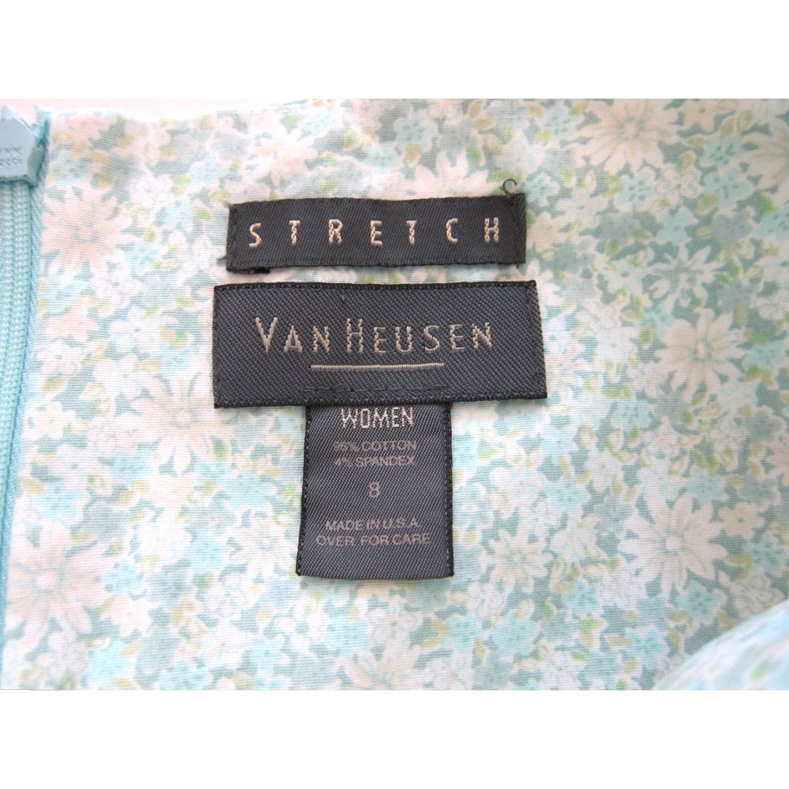 Van Heusen VINTAGE Van Heusen Cotton Stretch Green Ivory Floral Sheath Shift Tank Sun Dress Woman 8 Size M / US 6-8 / IT 42-44 - 4 Thumbnail