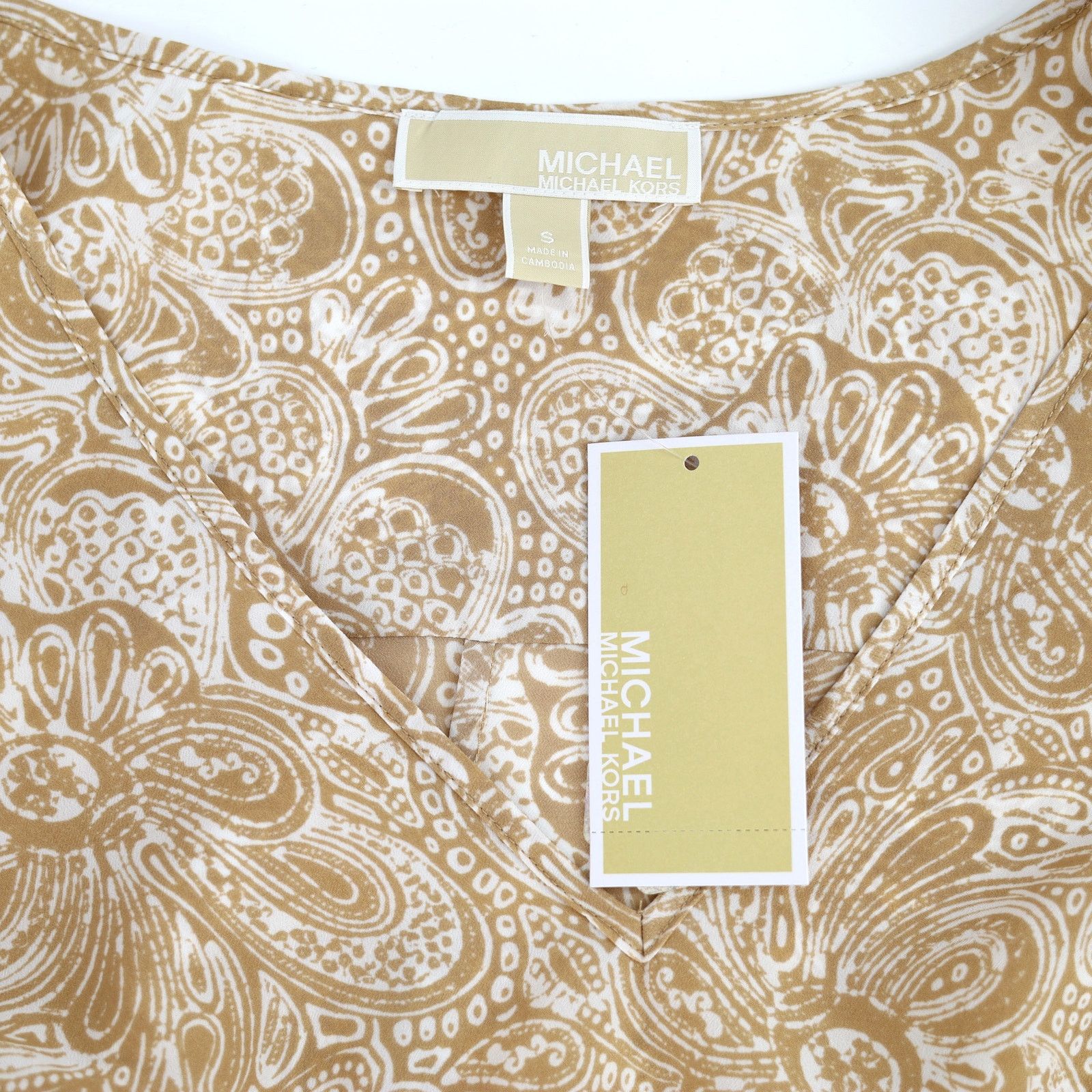 Michael Kors Michael Kors Women Tan Paisley Boho Ruffle Blouse Size S Size S / US 4 / IT 40 - 6 Thumbnail