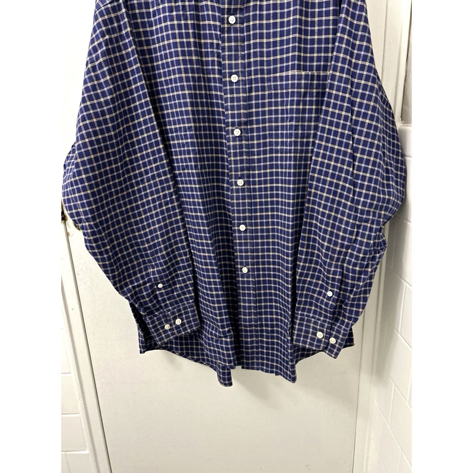 Brooks Brothers Brooks Brothers Sport Shirt Mens Large Blue Tan Plaid Button-Down Long Sleeve Shirt Size US L / EU 52-54 / 3 - 3 Thumbnail