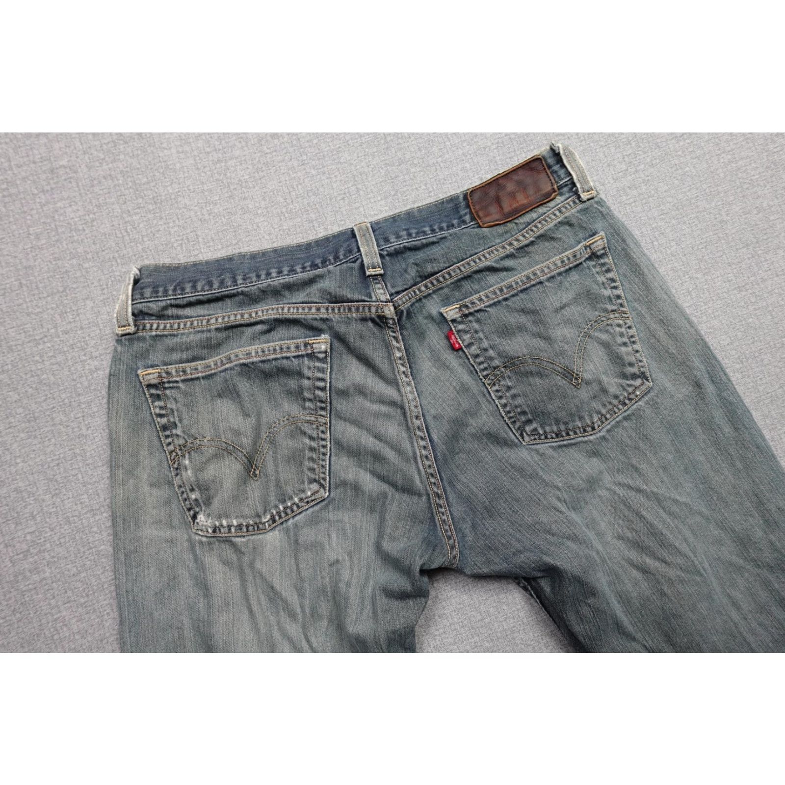 Levi's Levi's Jeans Mens 34x30 Blue Distressed Straight Leg Denim Red Tab 5-Pocket Zipper Zip Fly Mid Rise Regular Fit Boys/Adults? Size US 34 / EU 50 - 2 Thumbnail