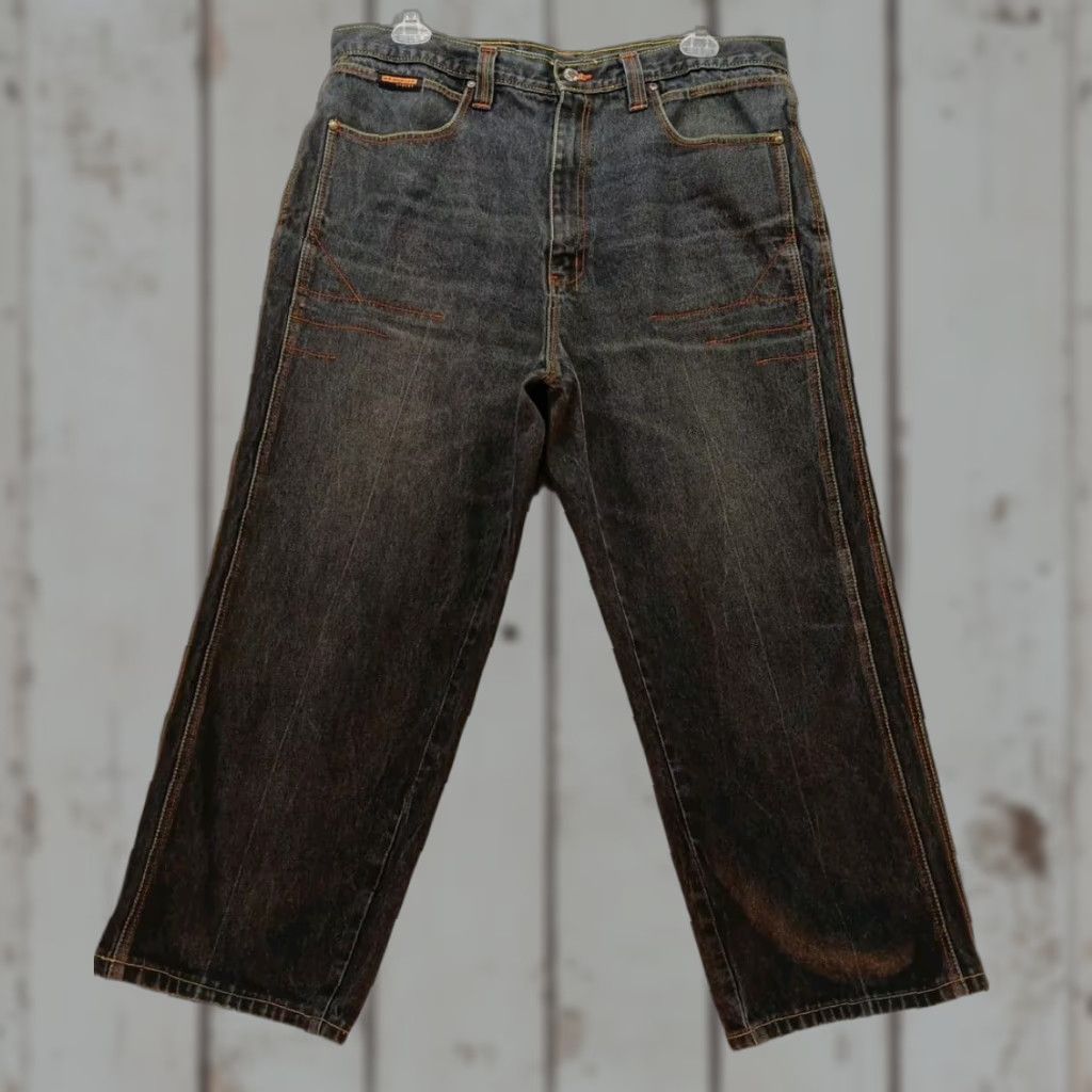 Express VINTAGE Brooklyn Xpress Wide-Leg Denim Jeans SZ 40x30 Black Embroidered Baggy Y2K Mens Size US 40 / EU 56 - 1 Thumbnail