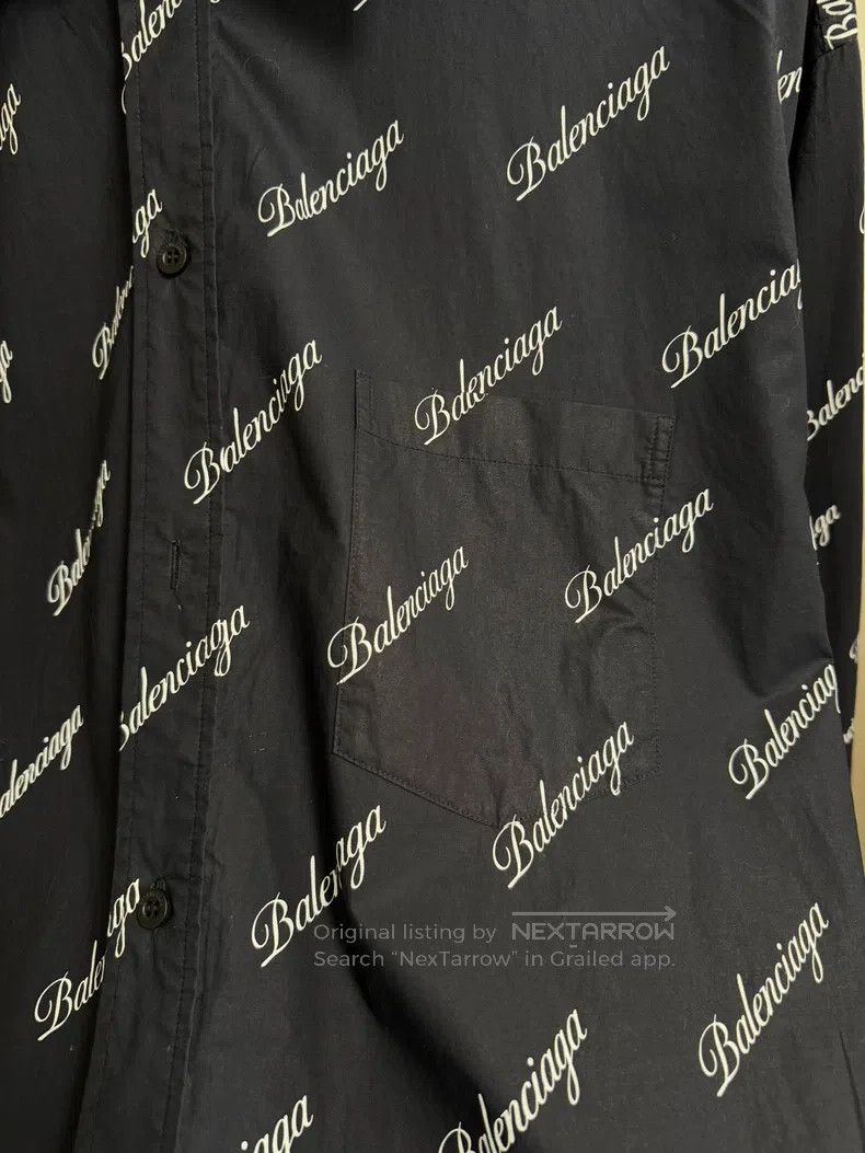 Balenciaga Balenciaga Black Fully Printed Logo Shirt Size XS / US 0-2 / IT 36-38 - 4 Thumbnail