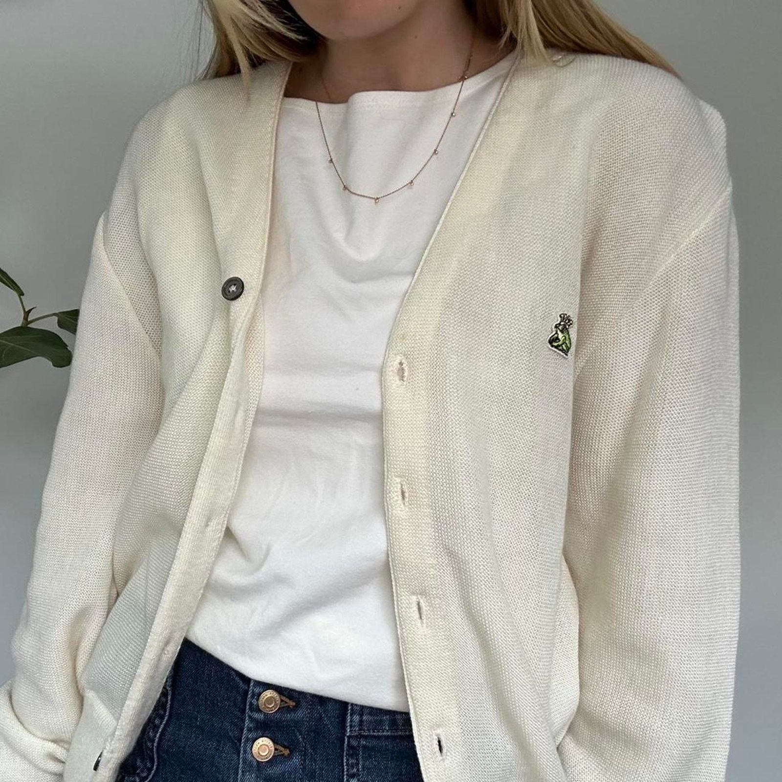 Other Vintage Frog Patch Cream Cardigan (M) Size M / US 6-8 / IT 42-44 - 1 Thumbnail