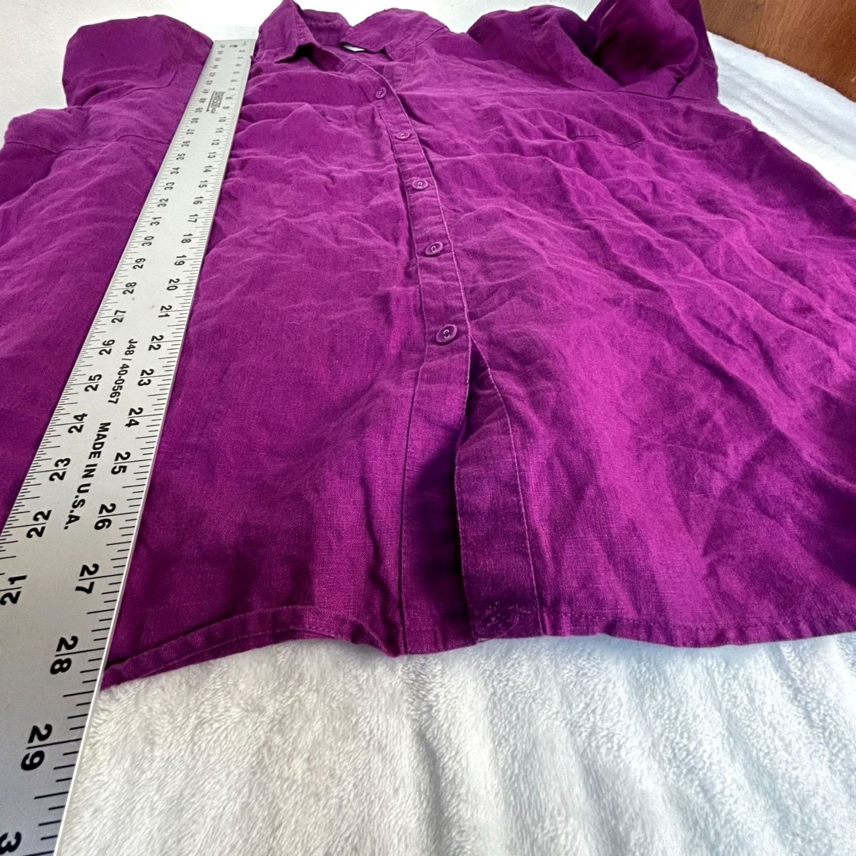Vintage Richard Malcolm Womens Linen Shirt Tunic 2X Button-Up Purple Long Sleeve Casual Size XXL / US 16-18 / IT 52-54 - 7 Thumbnail