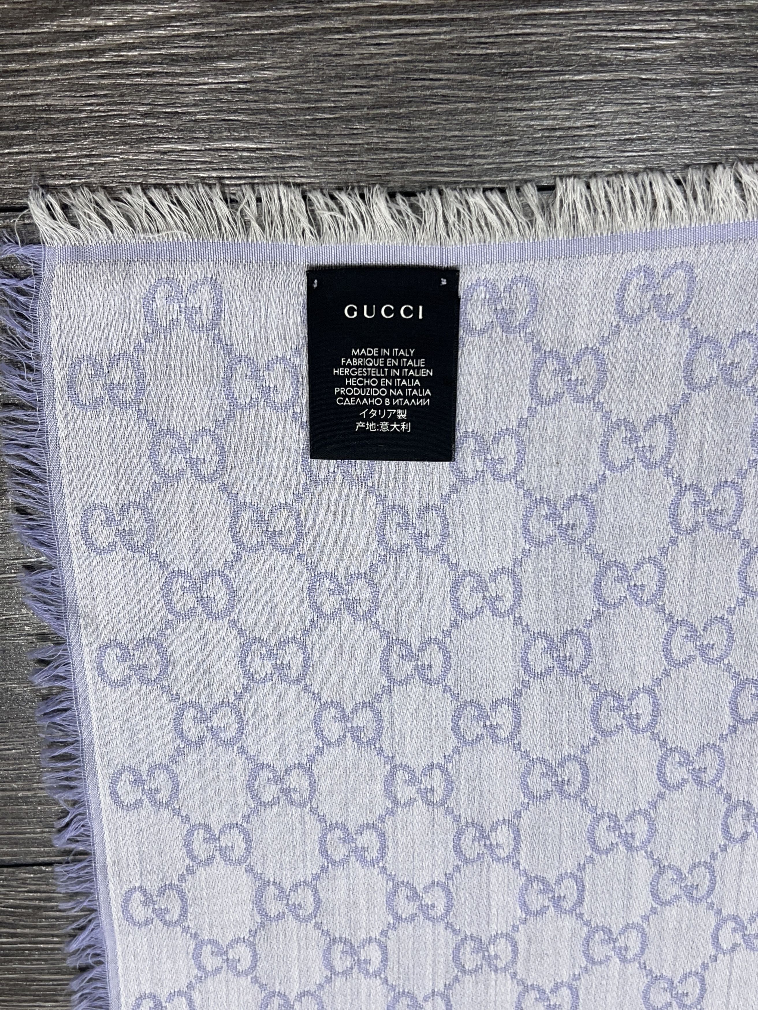 Gucci GG Guccissima Square Wool Silk 140x140 cm Purple Scarf Shawl Size ONE SIZE - 4 Thumbnail
