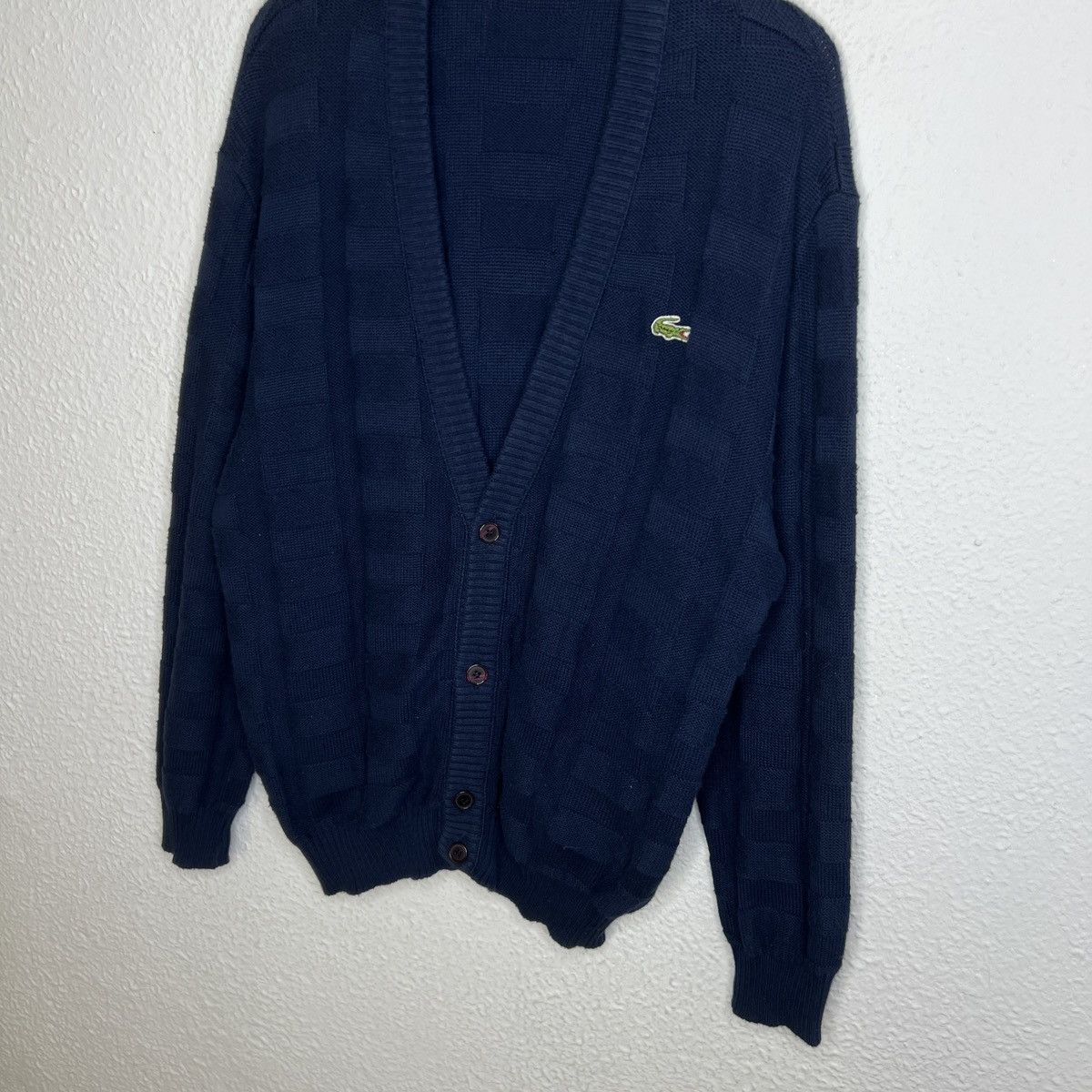 Lacoste × Vintage Lacoste Vintage 90s Navy Cardigan Sweater Streetwear Casual Size US L / EU 52-54 / 3 - 3 Thumbnail