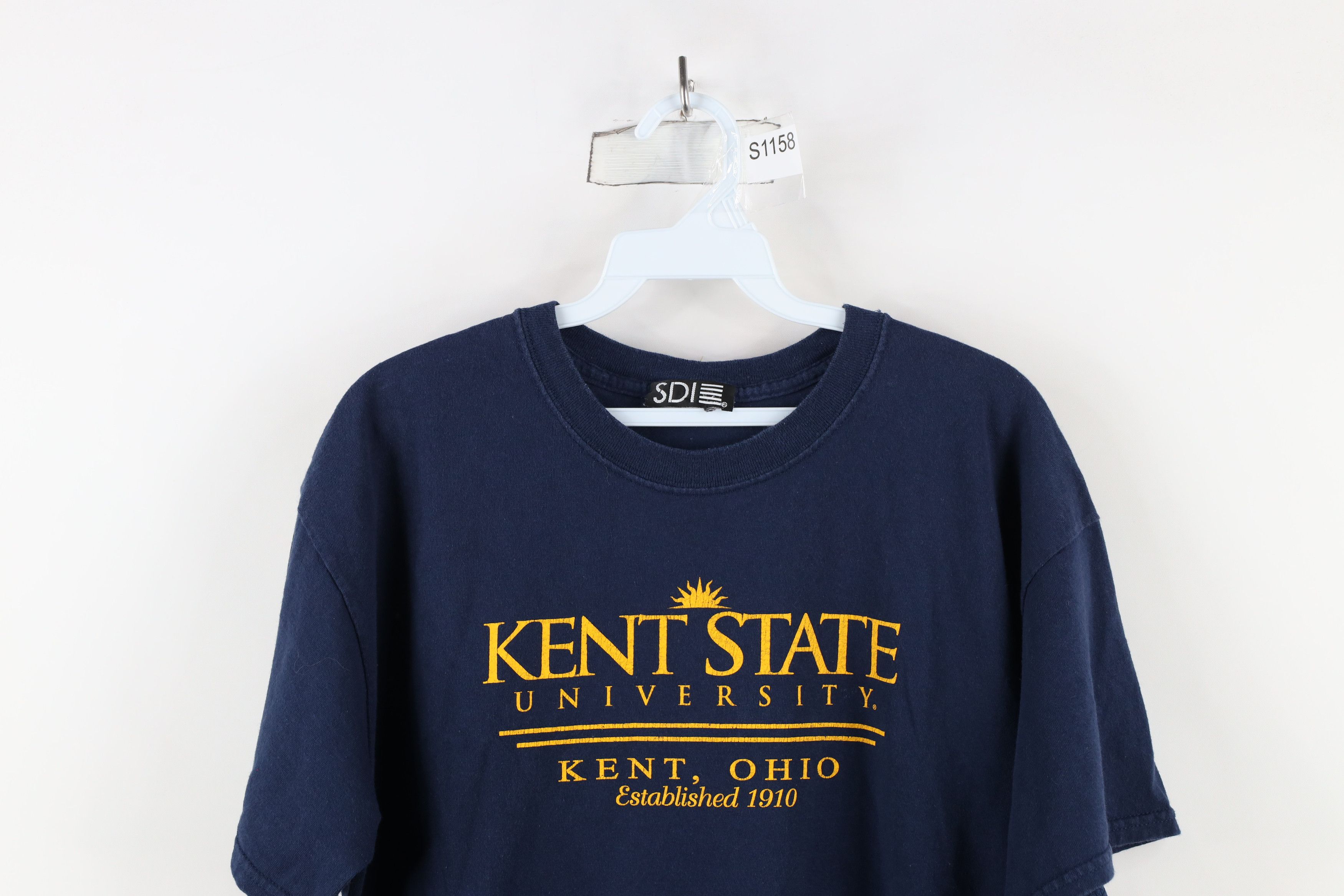 Vintage Vintage 90s Out Kent State University T-Shirt Blue Cotton Size US L / EU 52-54 / 3 - 2 Thumbnail