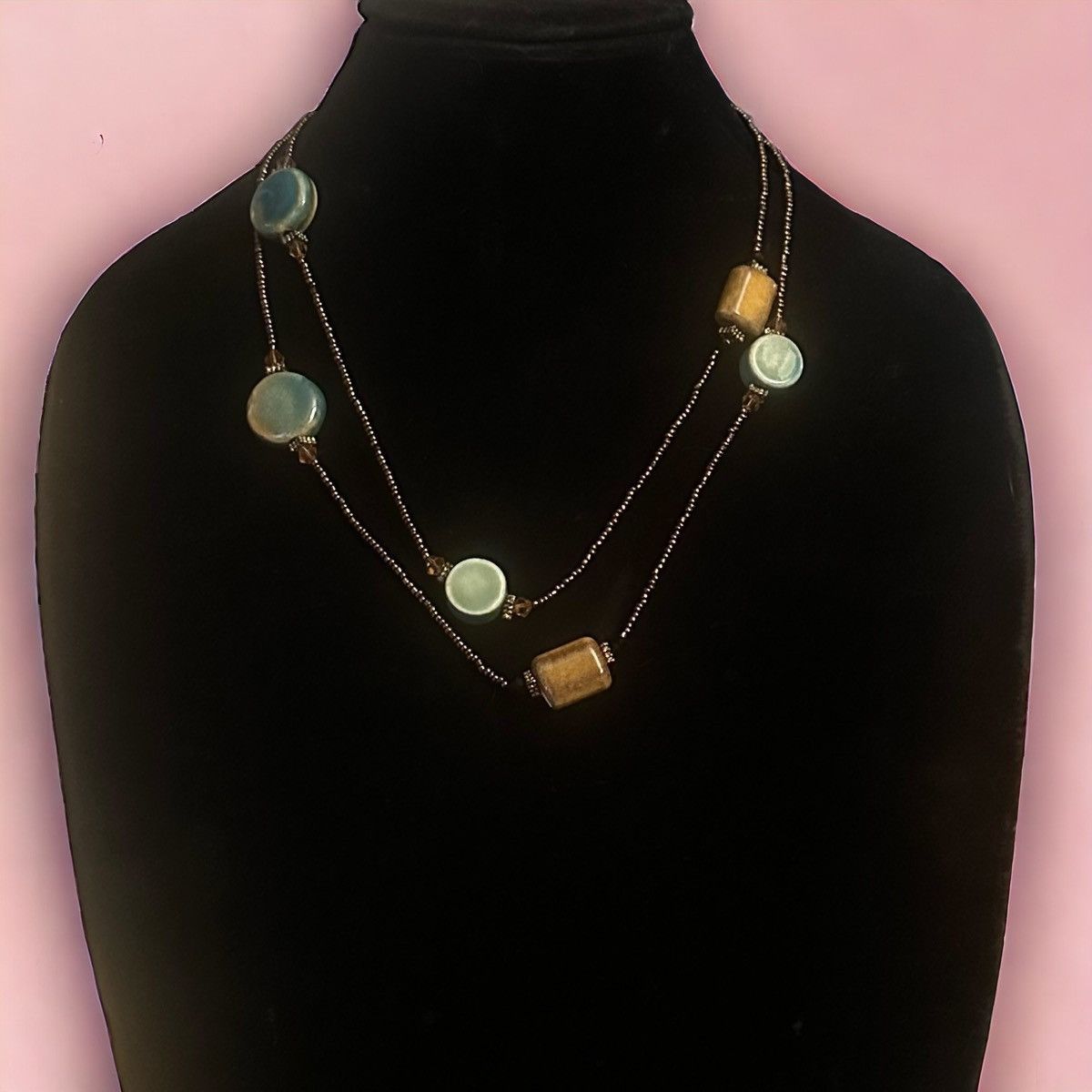 Other Long copper beaded stationed agate necklace Size ONE SIZE - 2 Thumbnail