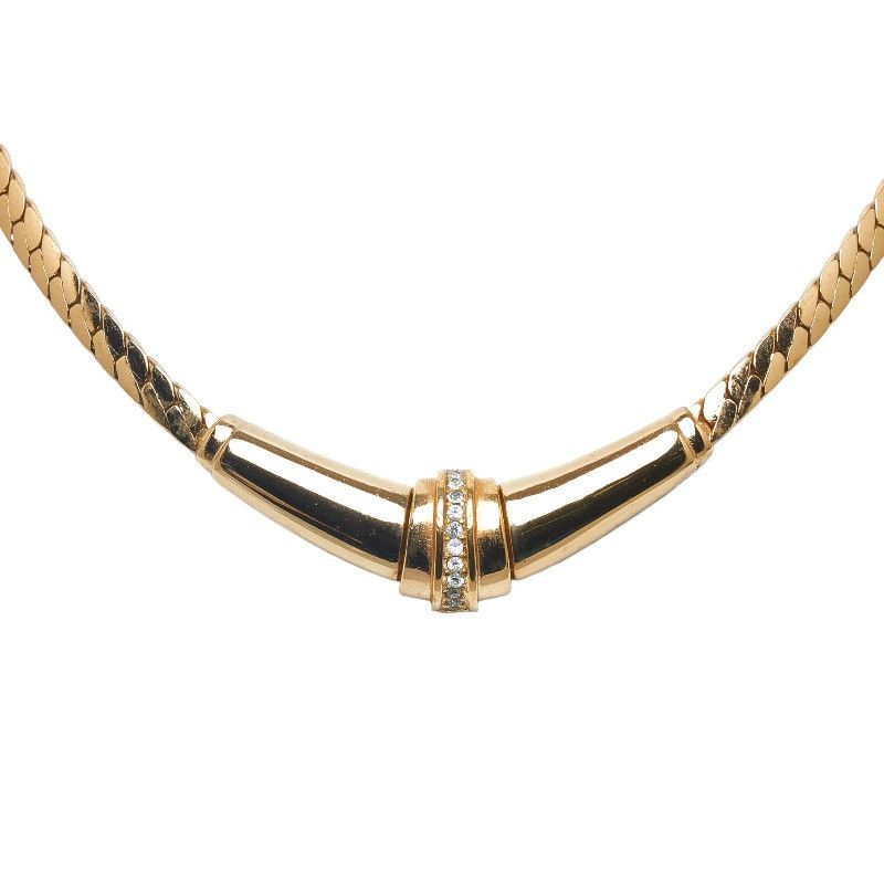 image of Dior Rhinestone Chain Necklace in Gold, Women's