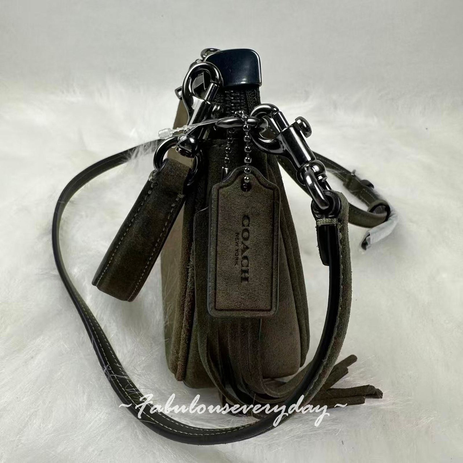 Coach Coach Teri Mini Shoulder/Crossbody Suede/Gunmetal/Army Green Size ONE SIZE - 4 Thumbnail