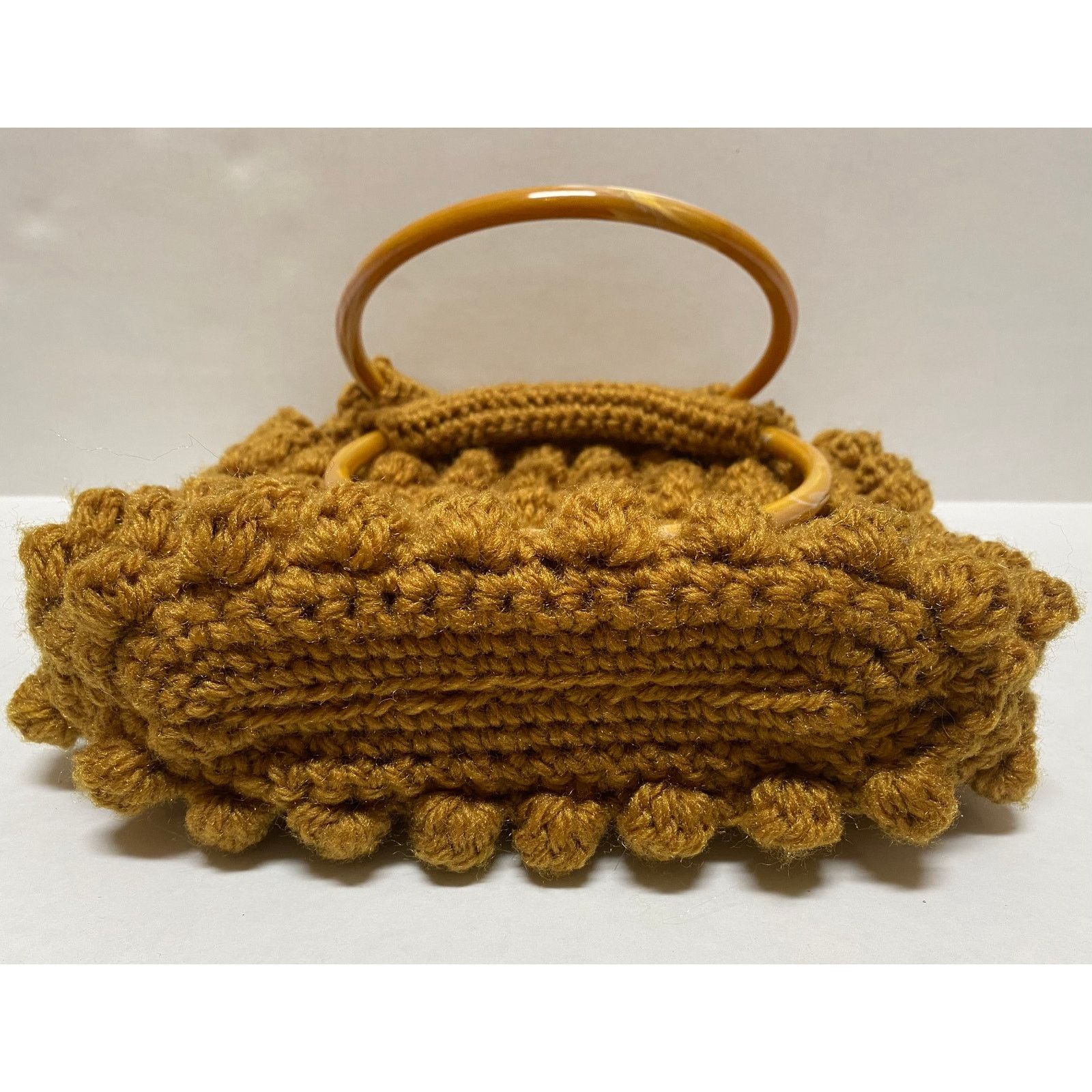 The Unbranded Brand Vtg Handmade Popcorn Crochet Bag Boho Handle Yarn Purse Size ONE SIZE - 4 Thumbnail