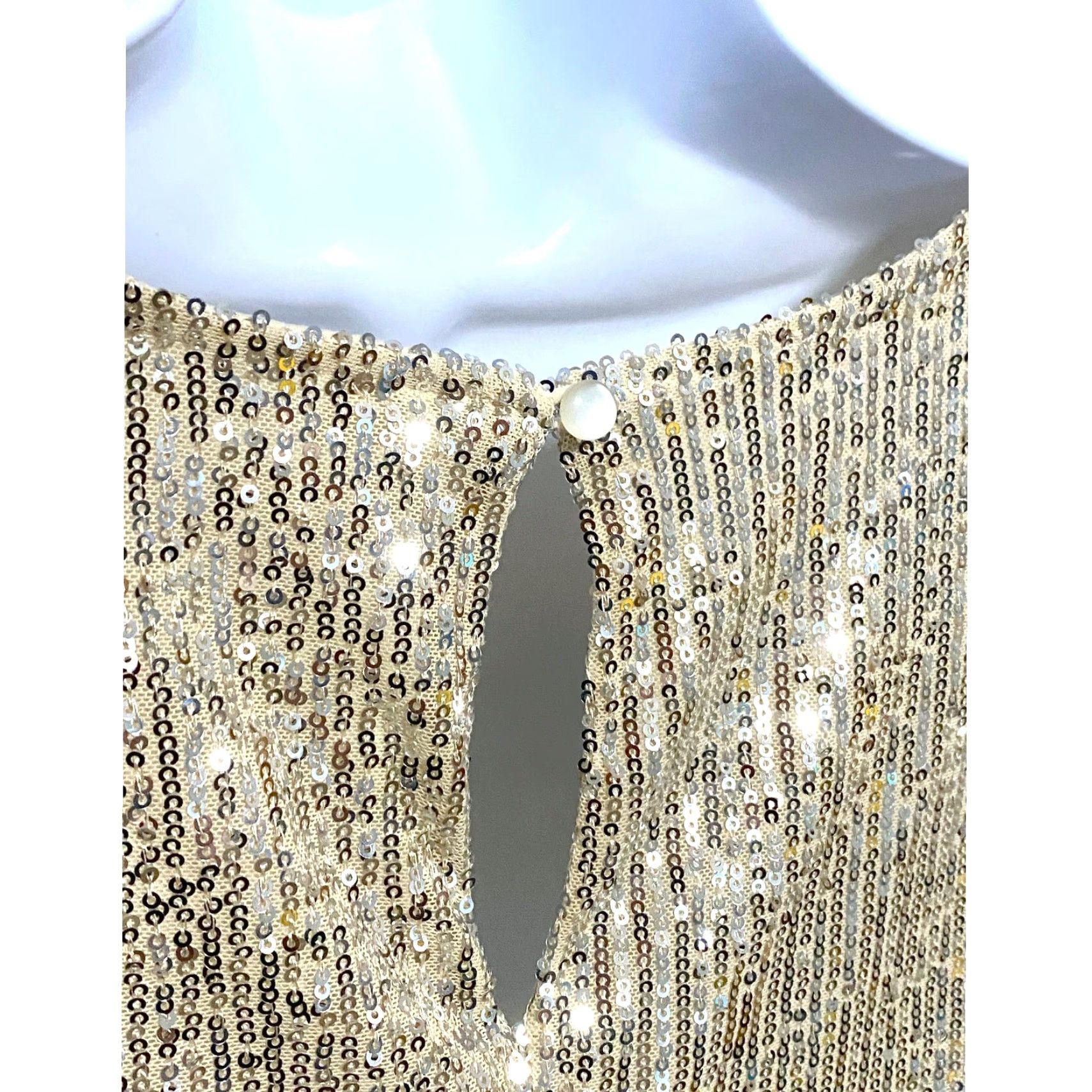 Market Melrose and Market Mini Dress Long Sleeve Sequin XL Cream NYE Party Glam Bling Womens Size XL / US 12-14 / IT 48-50 - 5 Thumbnail