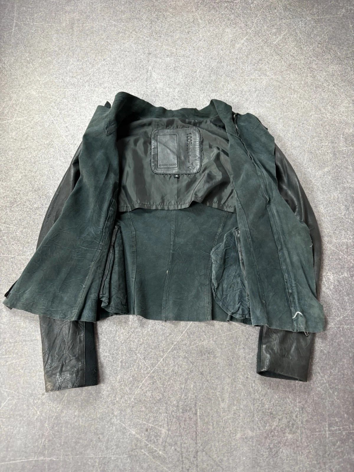 Yohji Yamamoto RICK OWENS TYPE ASSYMETRICAL ZIP GRUNGE LEATHER JACKET HOOD Size US S / EU 44-46 / 1 - 7 Thumbnail