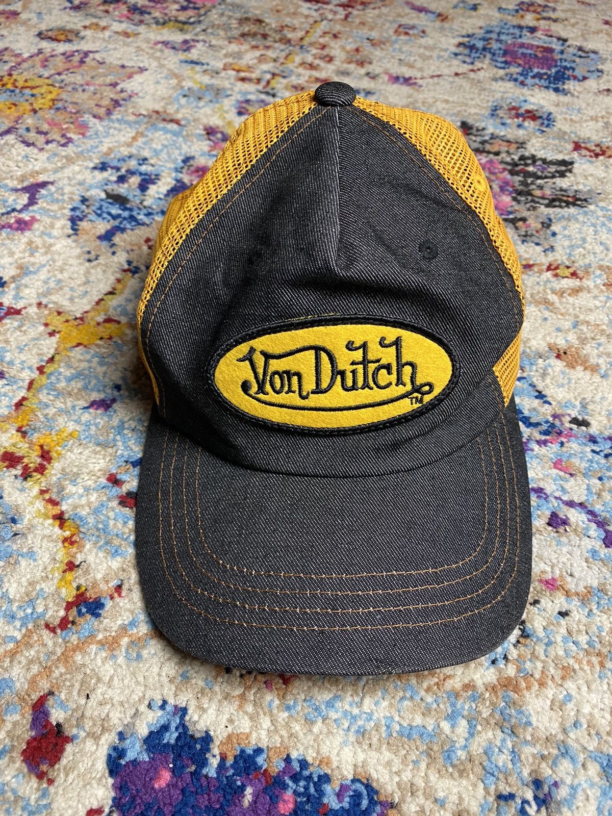 Vintage × Von Dutch Classic Von Dutch Denim/Yellow Kustommade Originals Snapback Size ONE SIZE - 2 Thumbnail