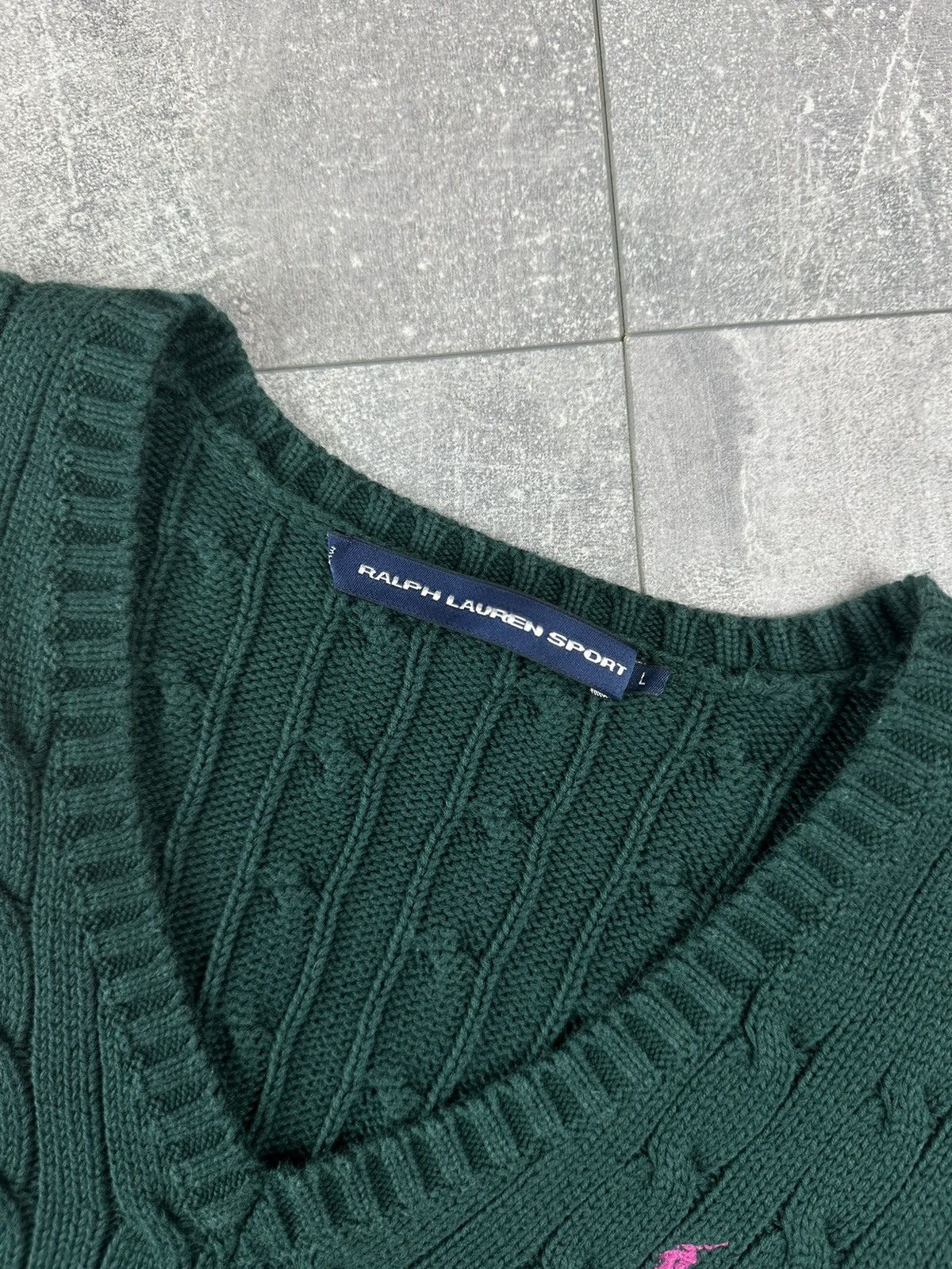 Polo Ralph Lauren Women’s Polo Ralph Lauren Sport V-Neck Cable-Knit Sweater Size L / US 10 / IT 46 - 3 Thumbnail