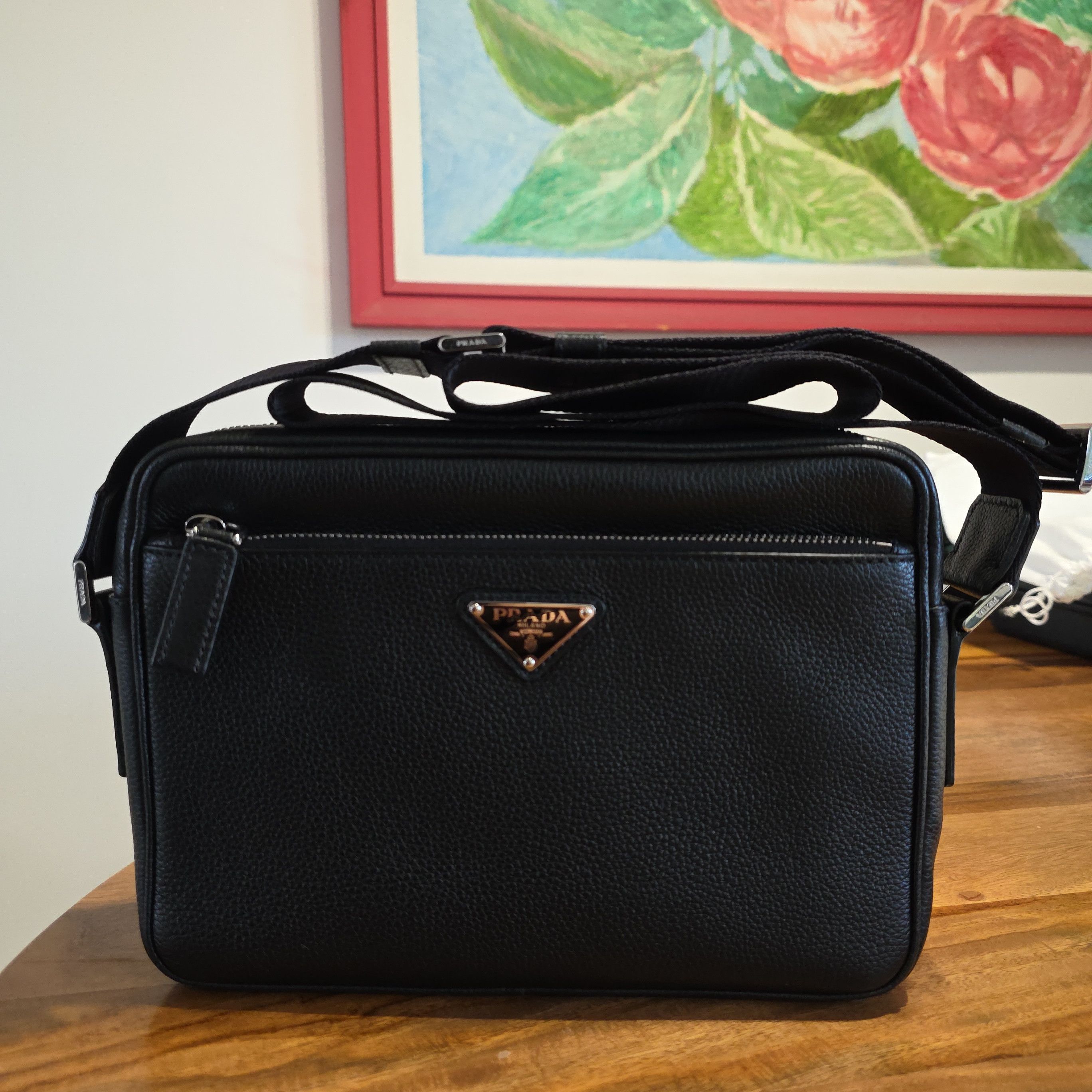 Prada calf leather messenger