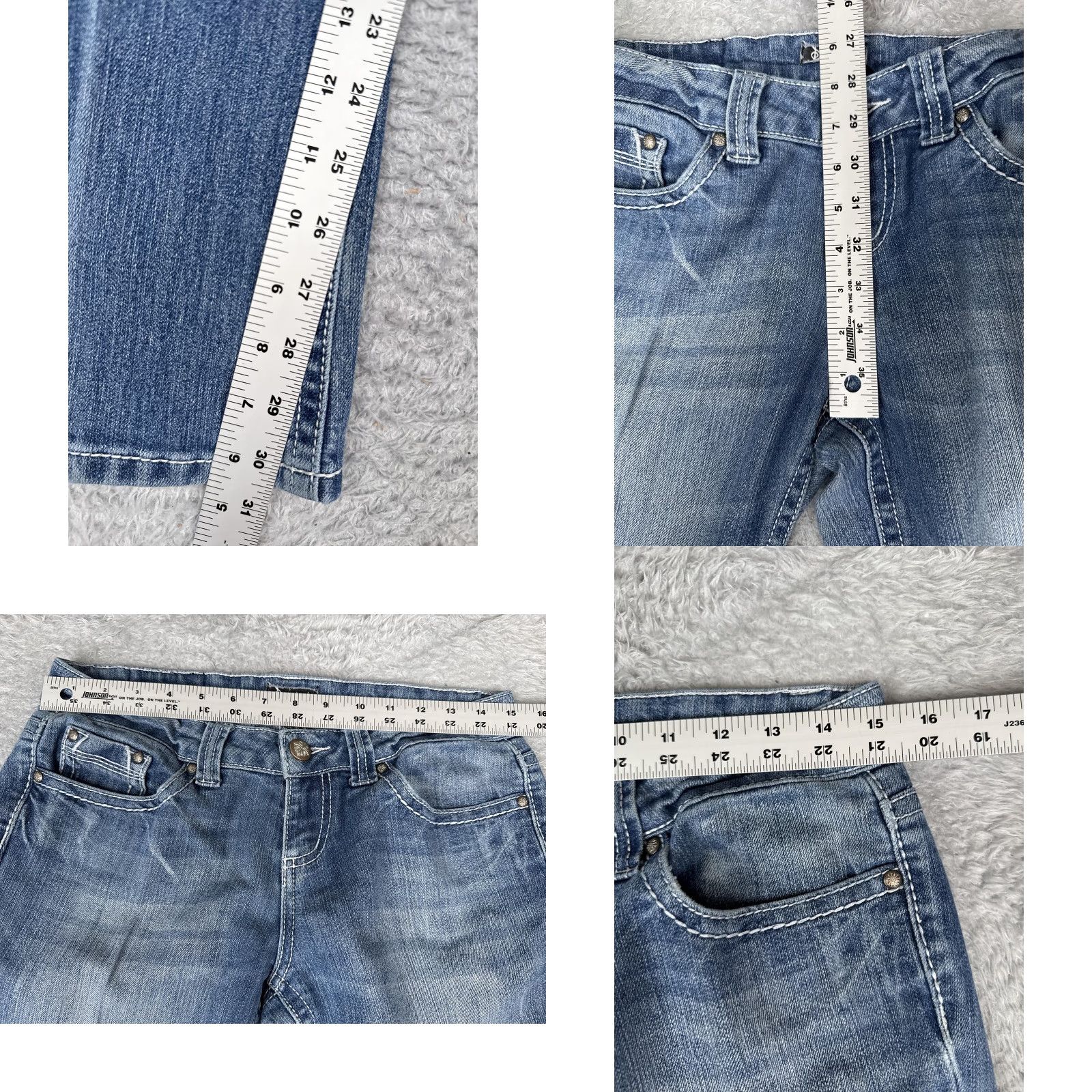 Denime Soundgirl Jeans Bootcut Juniors 9 Blue Med Wash Low Rise Stretch 30x31 Denim Size 30" / US 8 / IT 44 - 8 Thumbnail