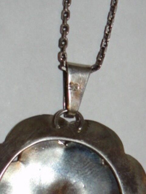 Designer Art Deco Sterling Silver Flower Pendant Red Button Necklace Size ONE SIZE - 5 Thumbnail