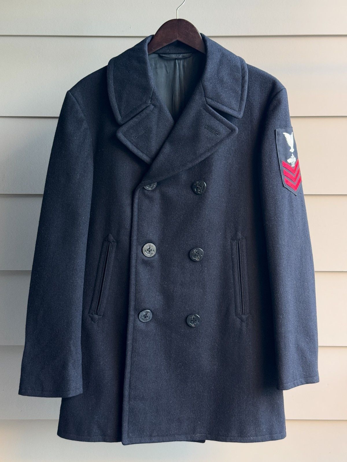 Vintage 1974 Vintage US Navy Wool Pea Coat Military Archive 38L Size US M / EU 48-50 / 2 - 2 Thumbnail