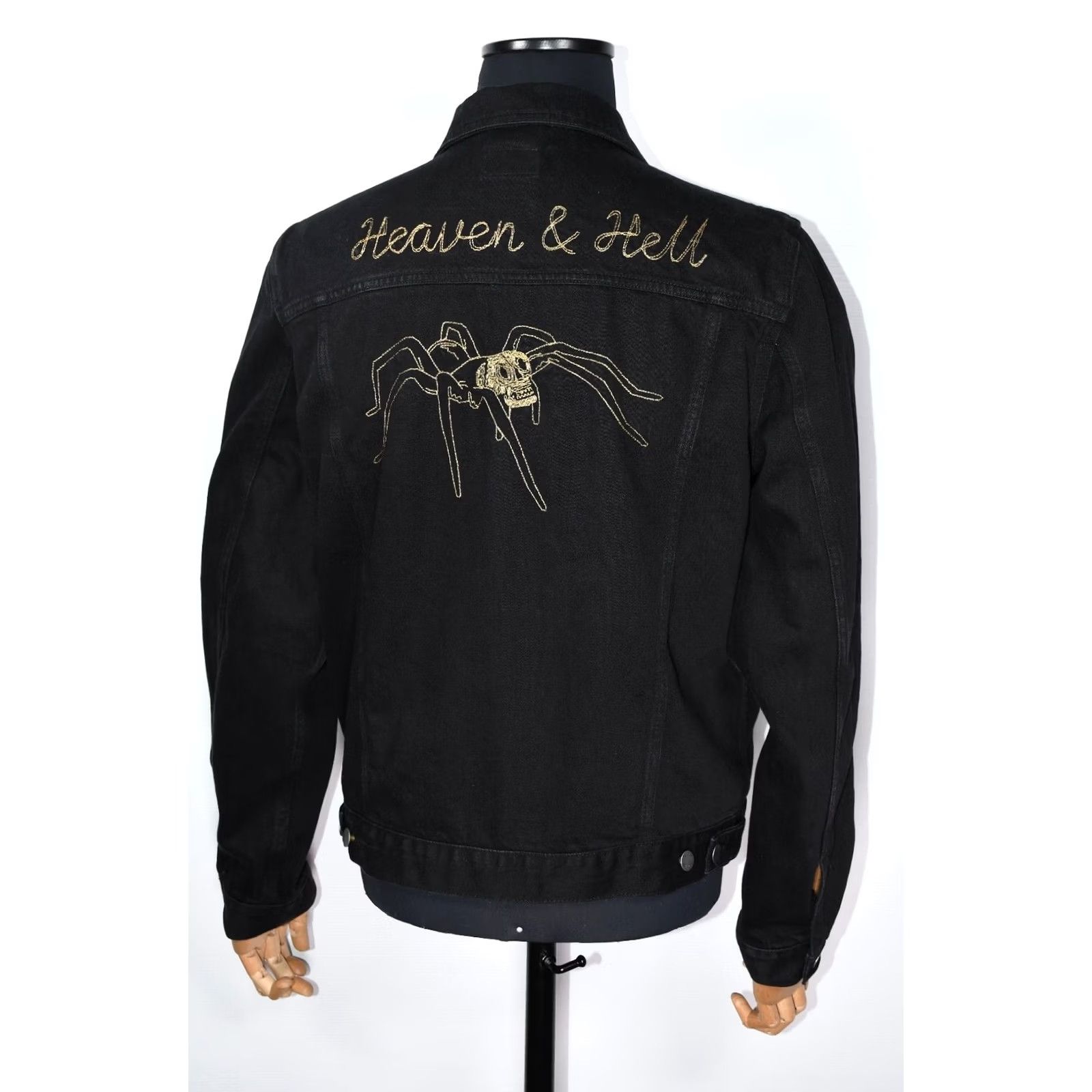 Nudie Jeans Nudie Jeans Bobby Heaven and Hell Embroidered Black Denim Jacket L Mens Size US 33 - 3 Thumbnail
