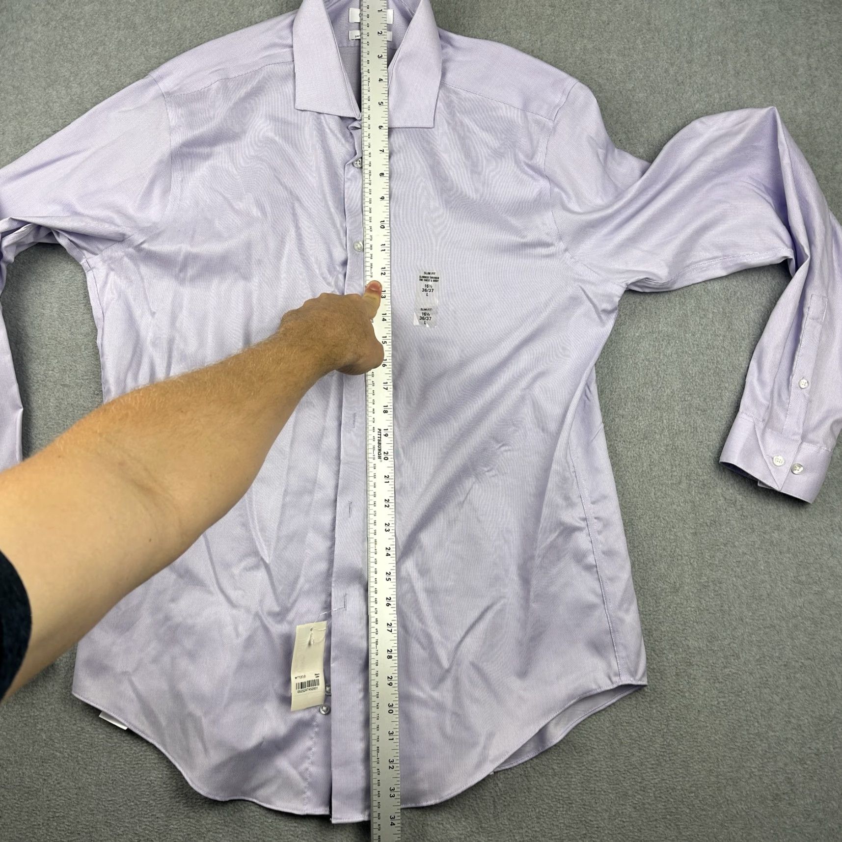 Calvin Klein Calvin Klein Shirt Mens Large 16.5 36/37 Slim Fit Non-Iron Performance Dress Solid Purple Size 42R - 6 Thumbnail