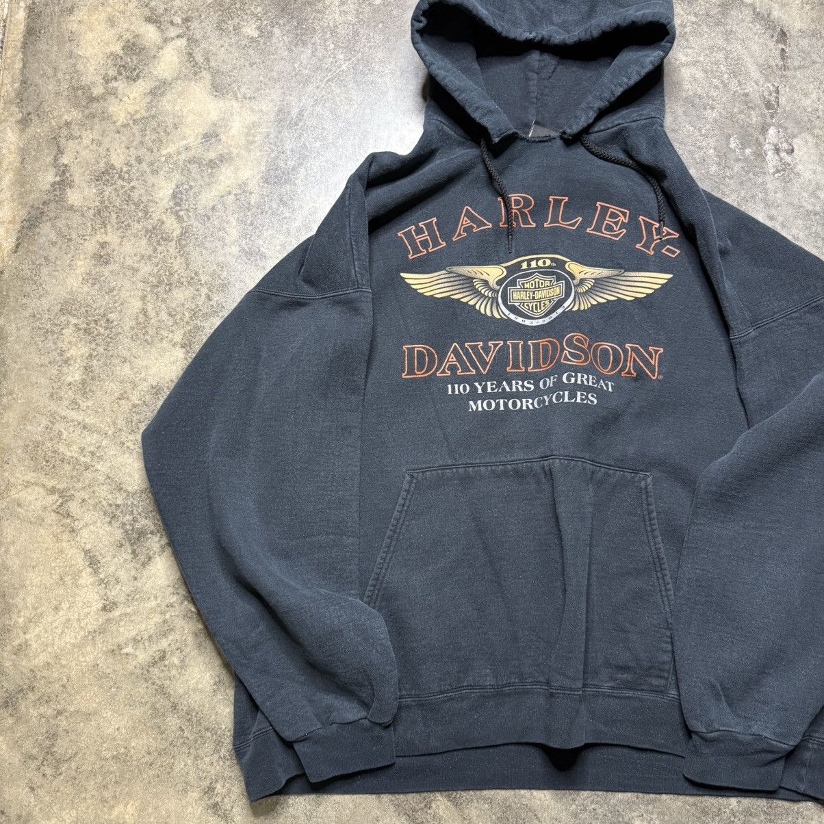 Harley Davidson vintage harley davdison baggy biker faded black hoodie Size US XXL / EU 58 / 5 - 4 Thumbnail
