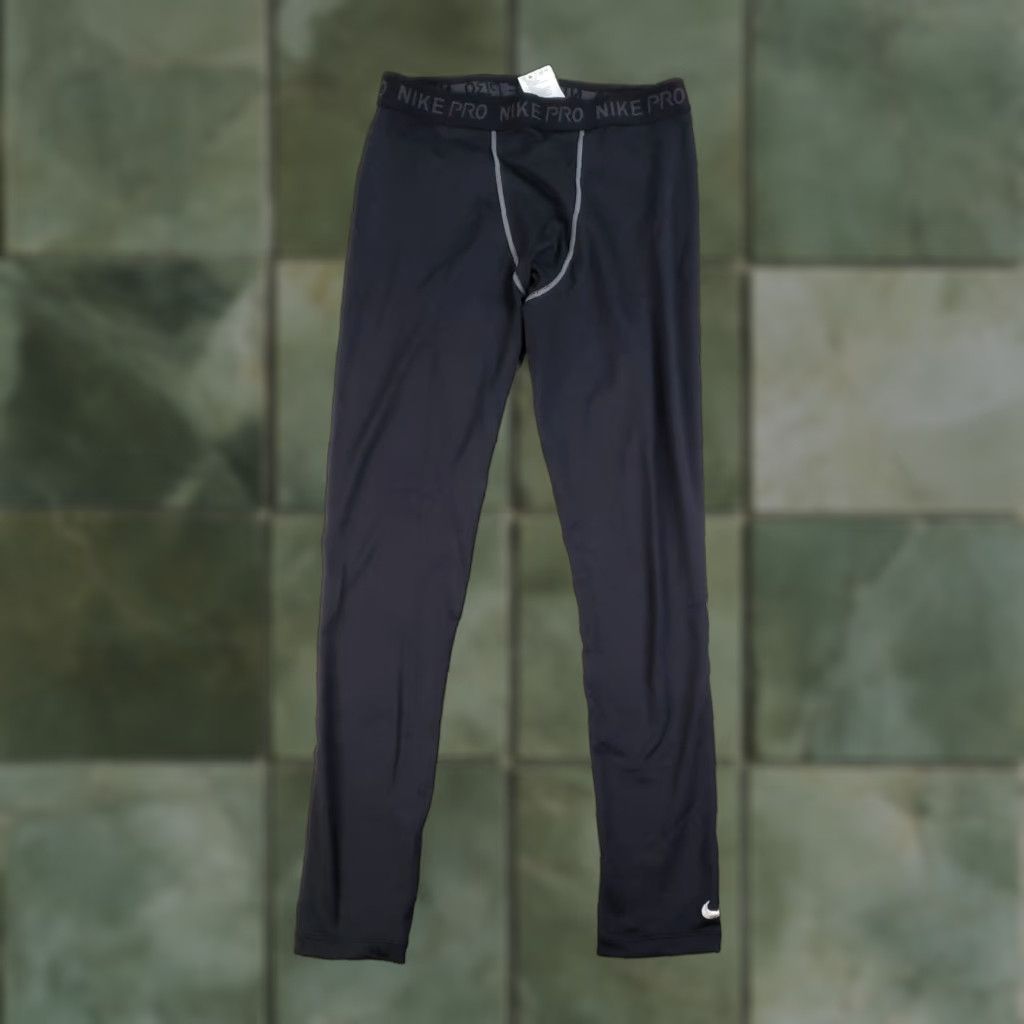 Nike VINTAGE Nike Pro Compression Pants Mens XL Black Base Layer Tights Stretch Sports Size US 36 / EU 52 - 1 Thumbnail