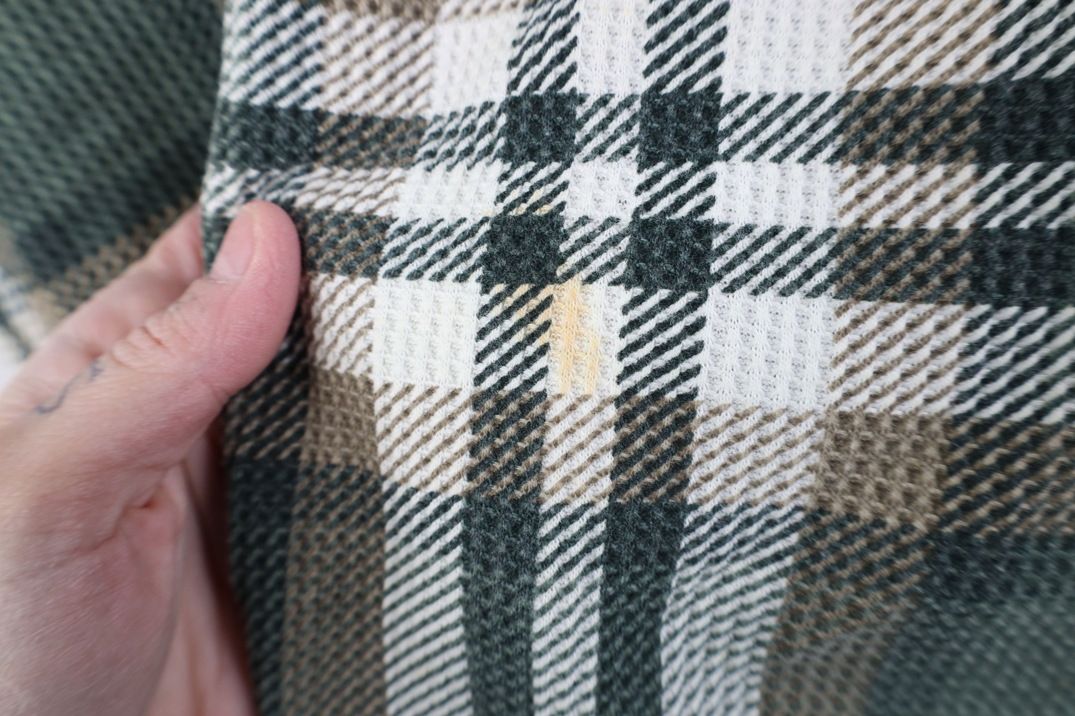 Vintage Vintage 90s Streetwear Waffle Knit Collared Polo Shirt Plaid Size 3XL / US 20-22 - 4 Thumbnail