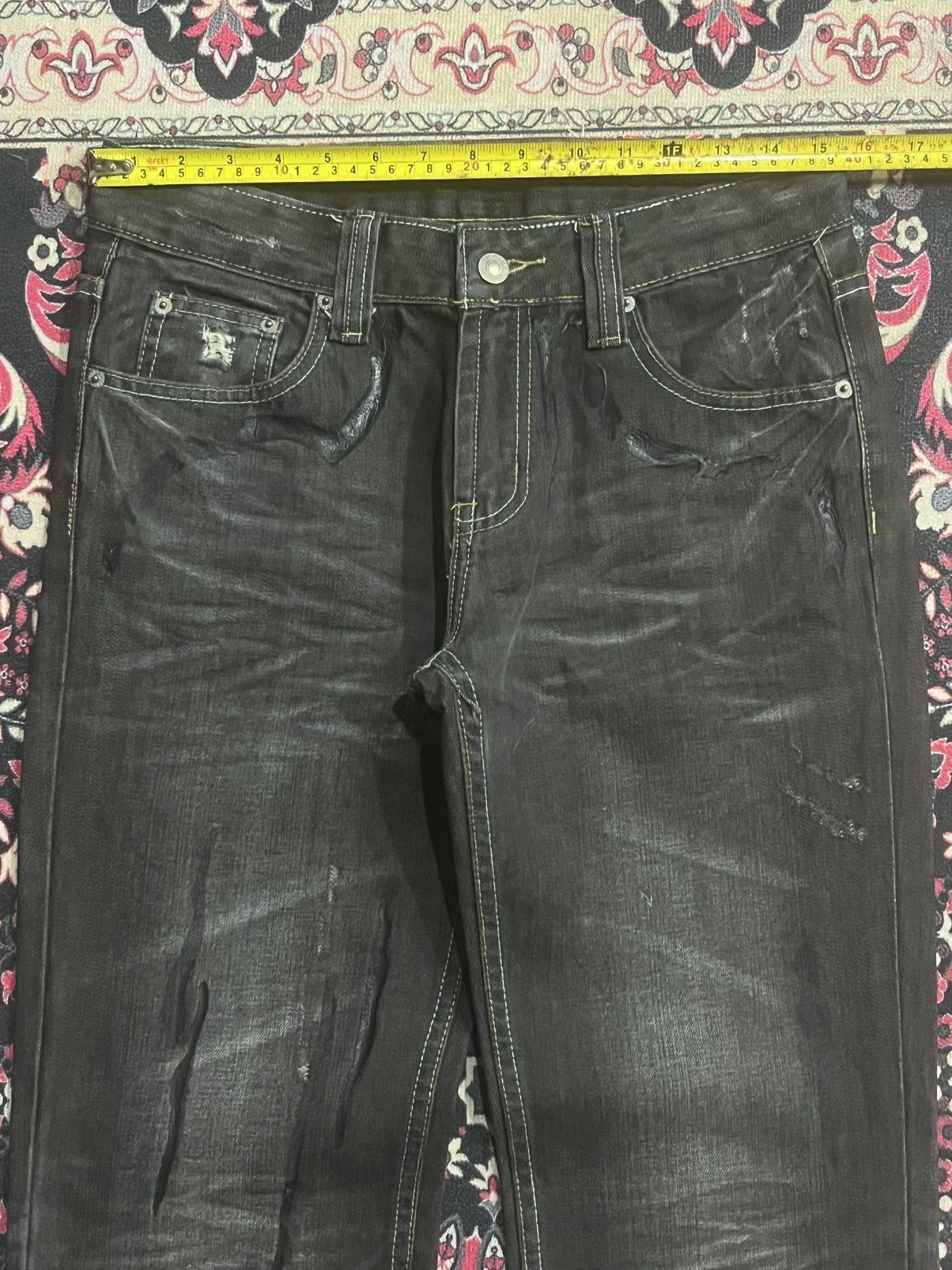 Le Grande Bleu (L.G.B.) Japan Solberry Dark Washed Graffiti Pocket Whisker Jeans Size US 29 - 14 Thumbnail