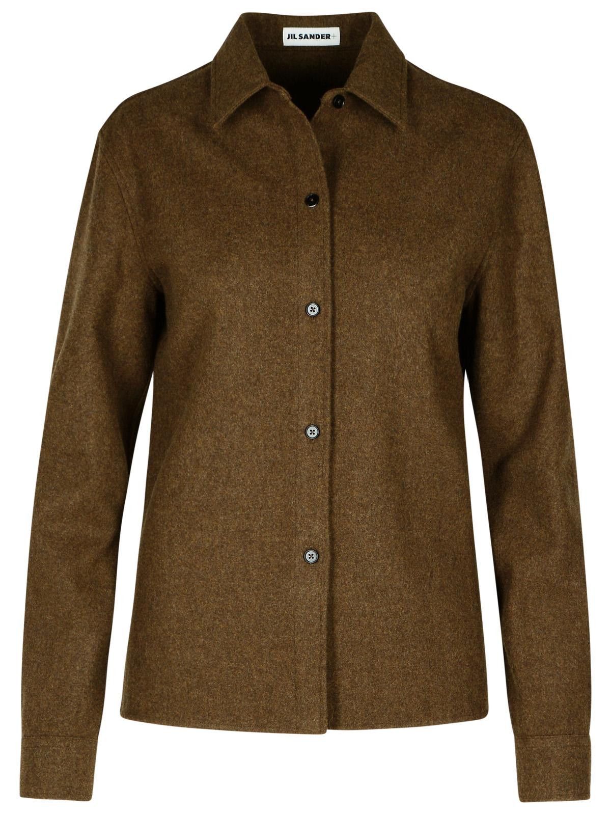 Jil Sander JIL SANDER Brown Wool Shirt Size S / US 4 / IT 40 - 1 Thumbnail
