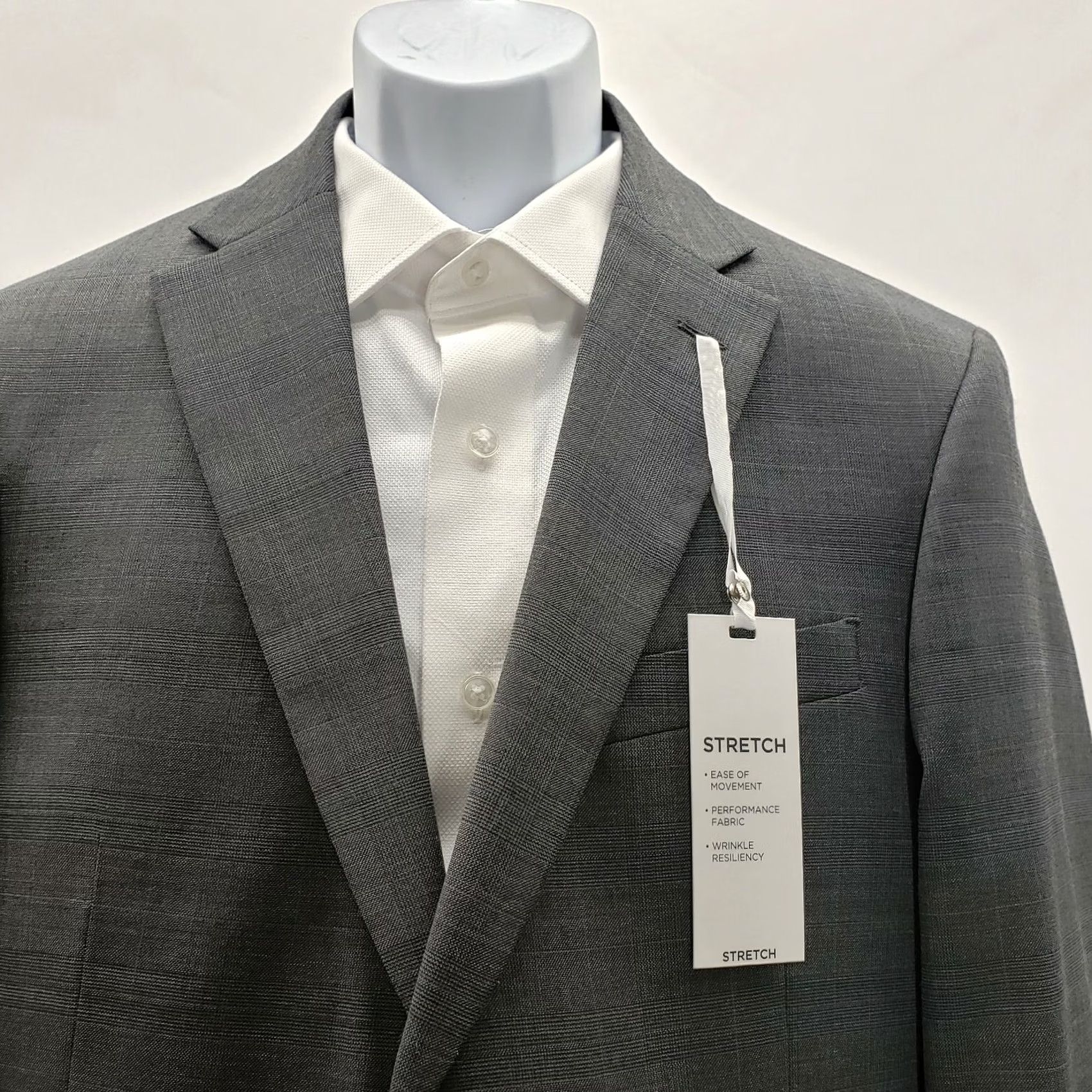 Tommy Hilfiger Tommy Hilfiger Blazer Men 38R Wool/Poly/Spandex Gray/Blue Stretch Notch Lapel Single-Breasted Check 38R Mens Regular Jacket Blazer Size 38R - 6 Thumbnail