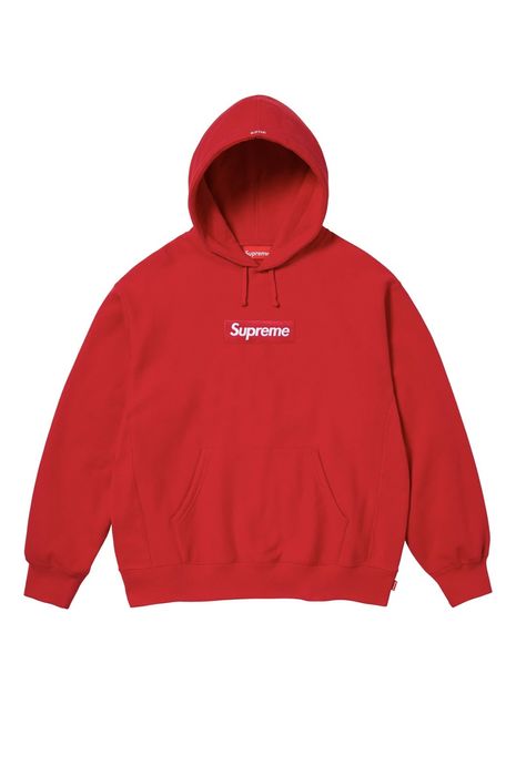 Supreme Red Supreme Box Logo Hooded Sweatshirt (2023) | Grailed