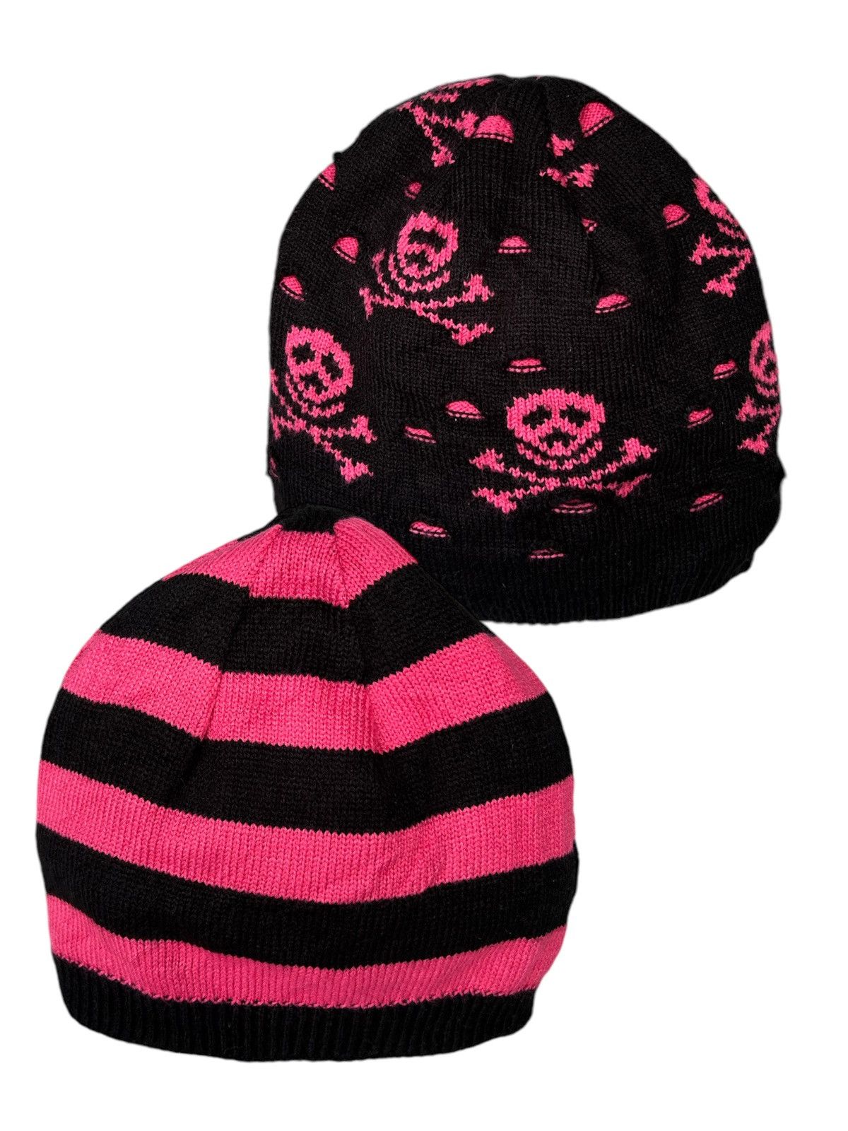 14th Addiction × Hysteric Glamour × Japanese Brand Skull Distressed Punk Bondage Style Reversible Beanie Hats☠️ Size ONE SIZE - 4 Thumbnail