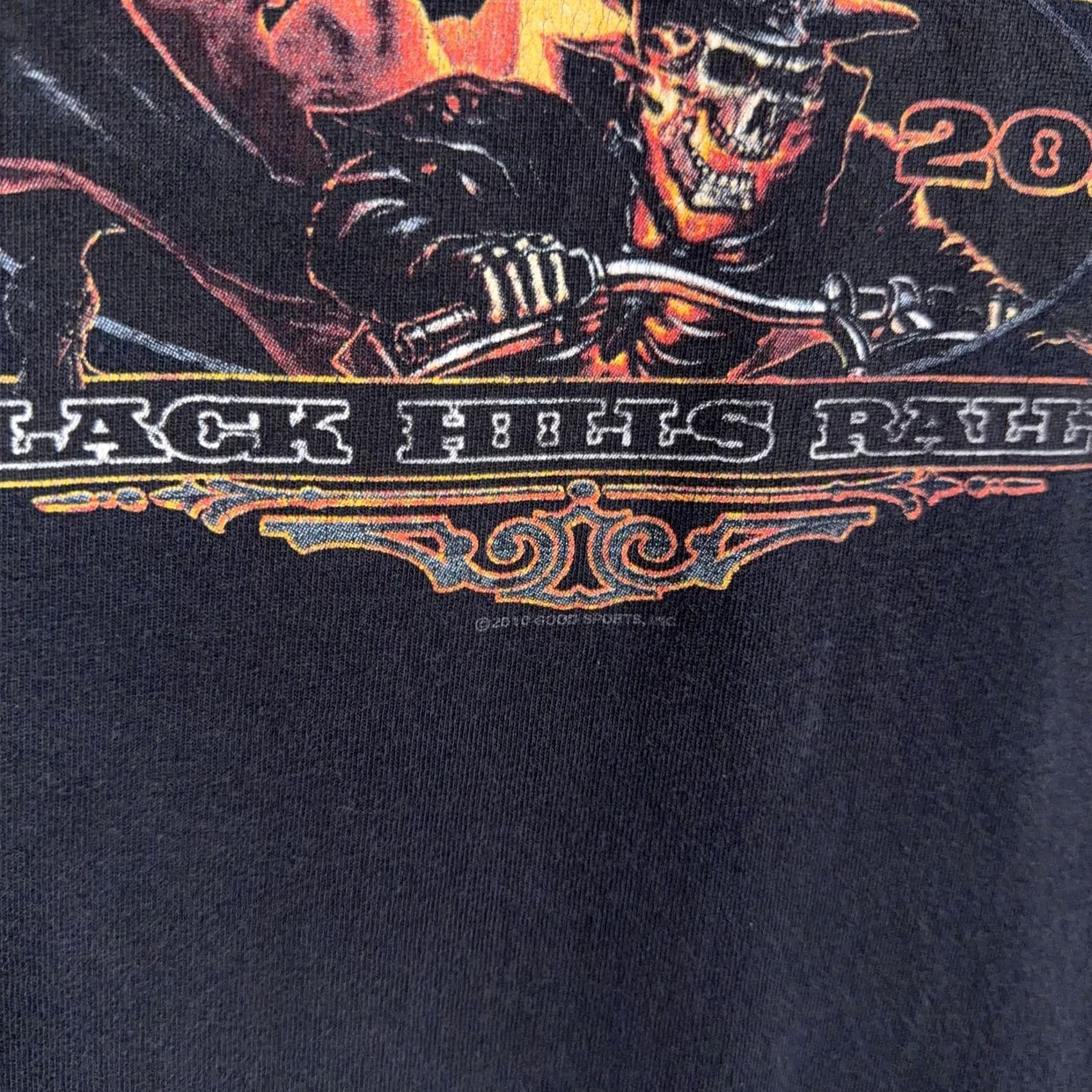 Vintage Hot Leathers Shirt Mens XL Black Sturgis 2011 Black Hills Rally Skull Biker Tee Size US XL / EU 56 / 4 - 3 Thumbnail