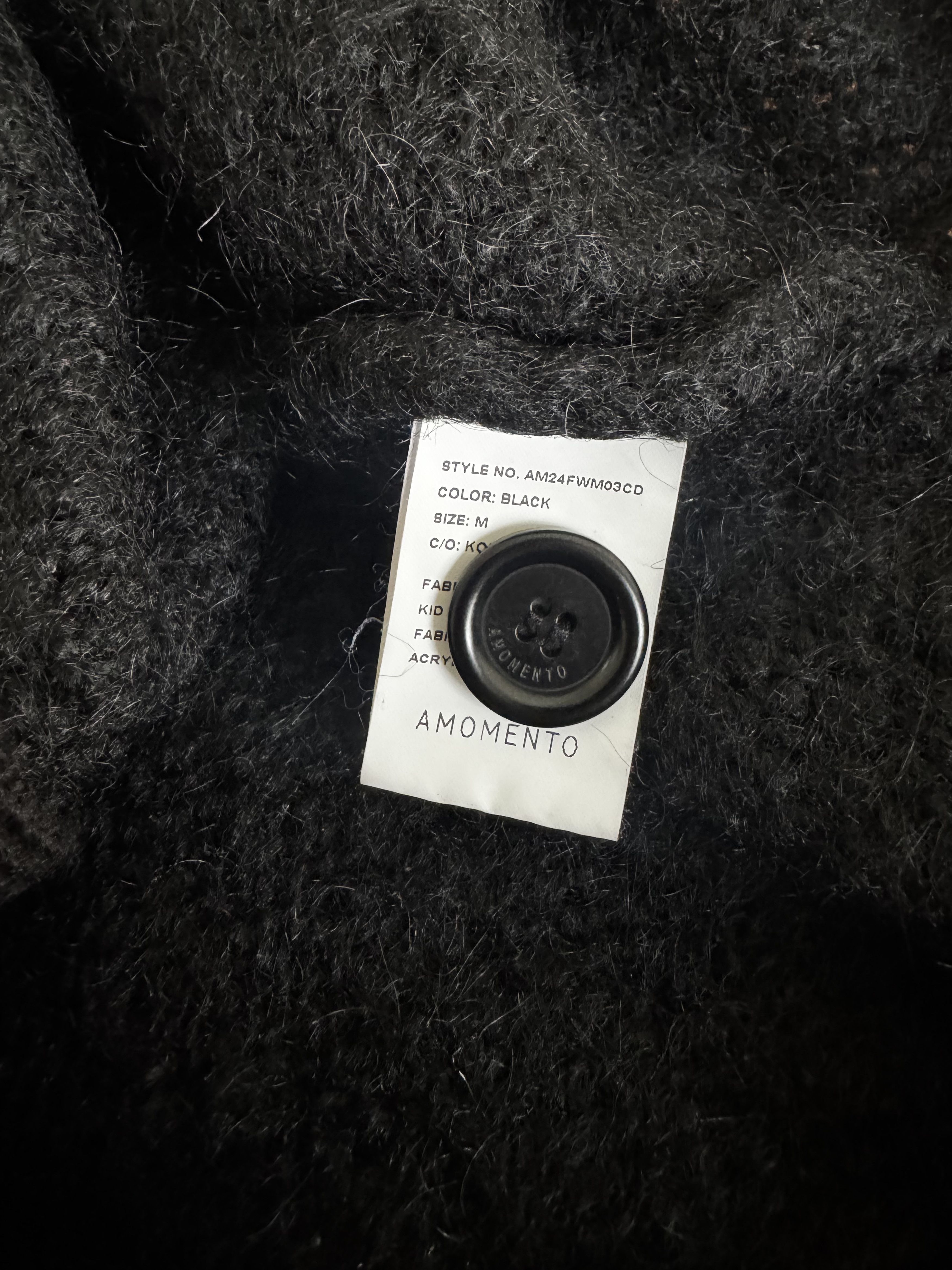 AMOMENTO Amomento Kid Mohair V-Neck Cardigan FW24 Black M Size US M / EU 48-50 / 2 - 5 Thumbnail
