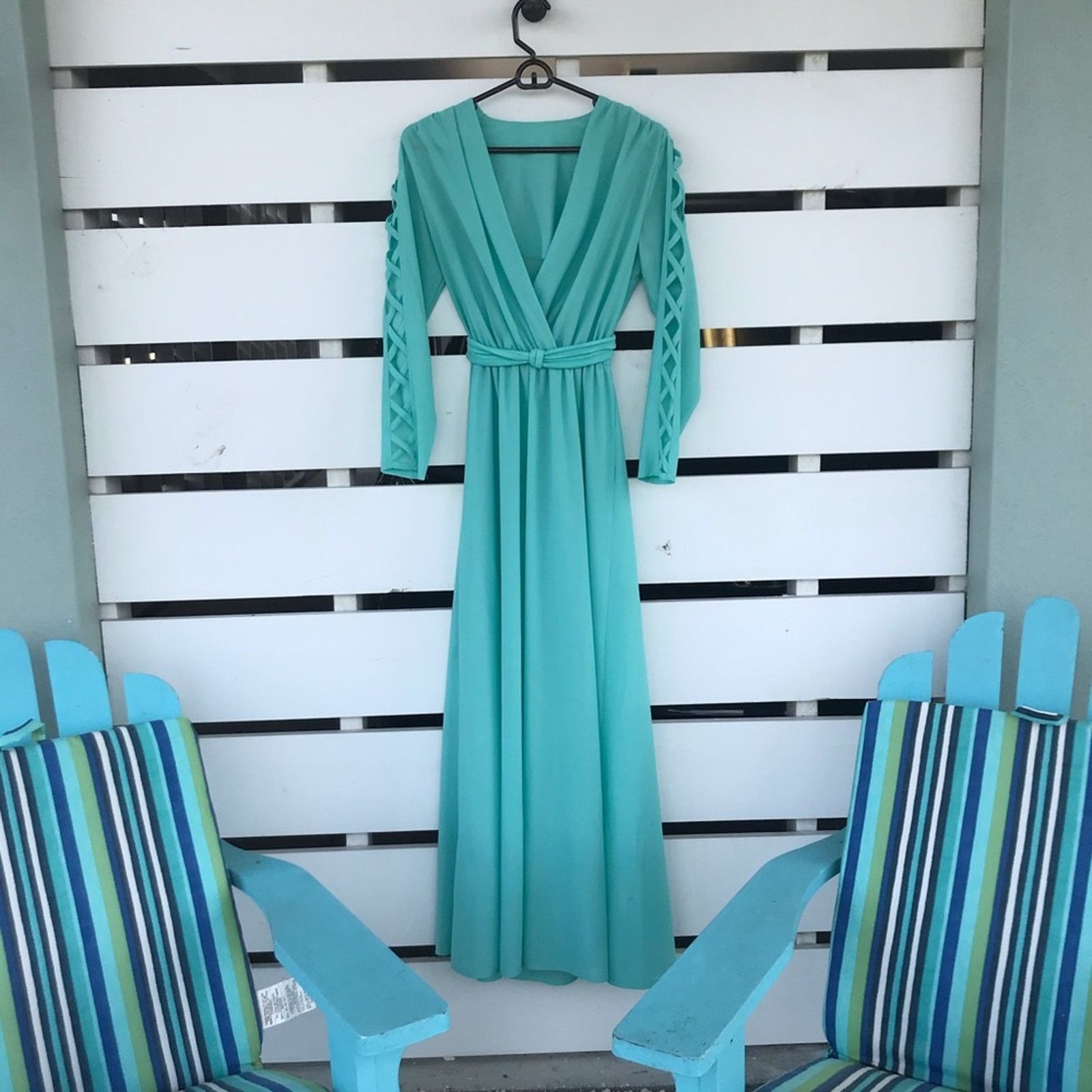 Vintage VTG 60s 70s retro handmade one of a kind maxi dress Size M / US 6-8 / IT 42-44 - 7 Thumbnail