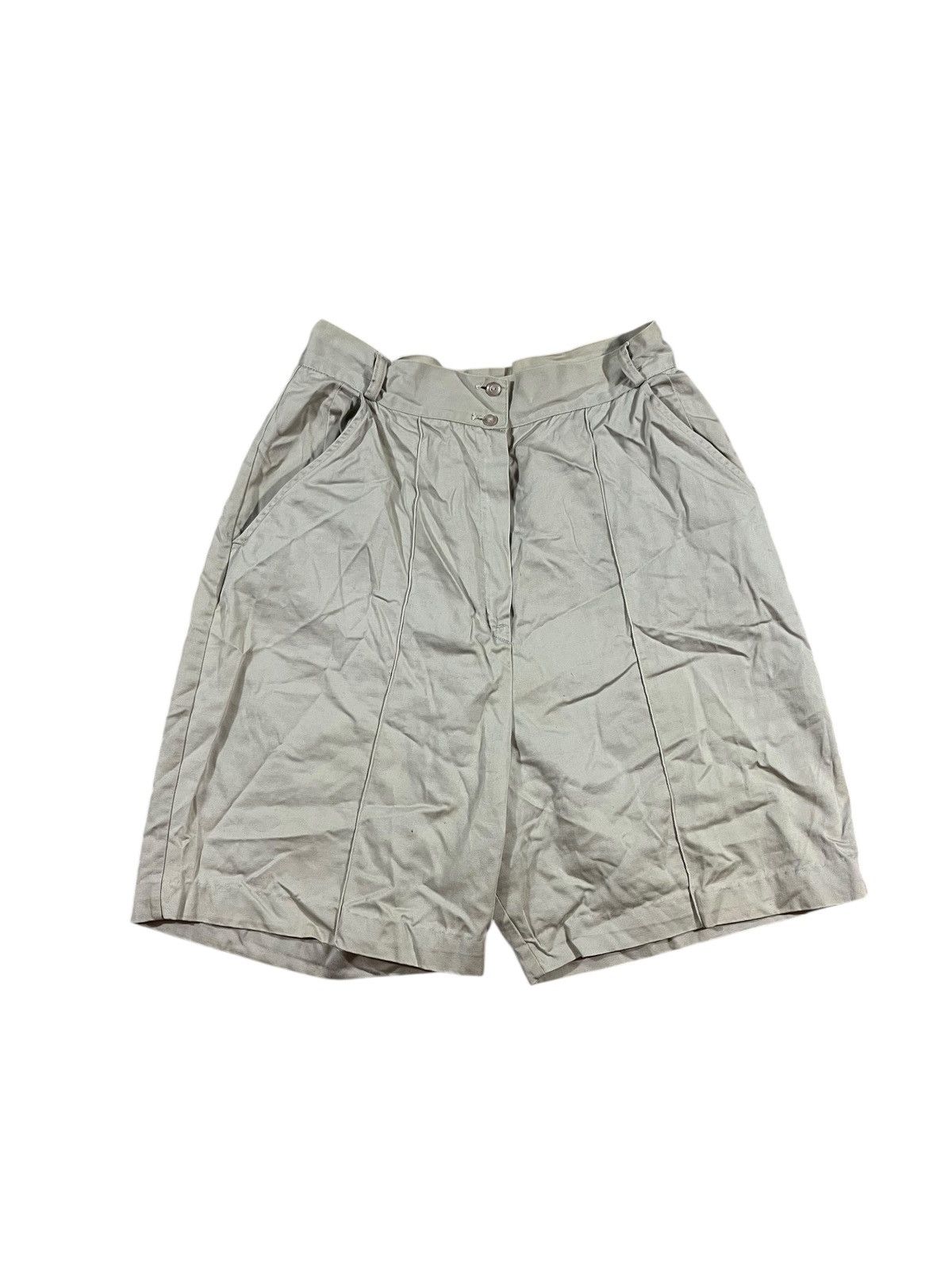 Vintage Vintage 60s Beige Pleated Shorts Size 26" / US 2 / IT 38 - 1 Thumbnail