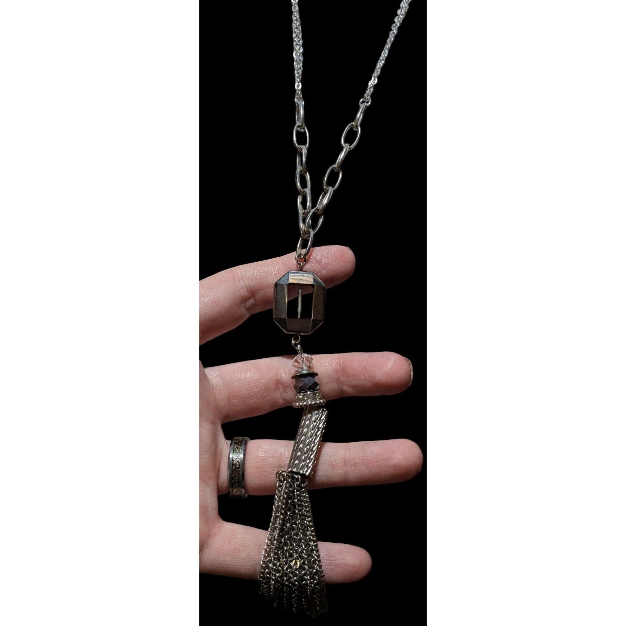 Other Y2K Glam Silver Abstract Tassel Necklace Size ONE SIZE - 2 Thumbnail