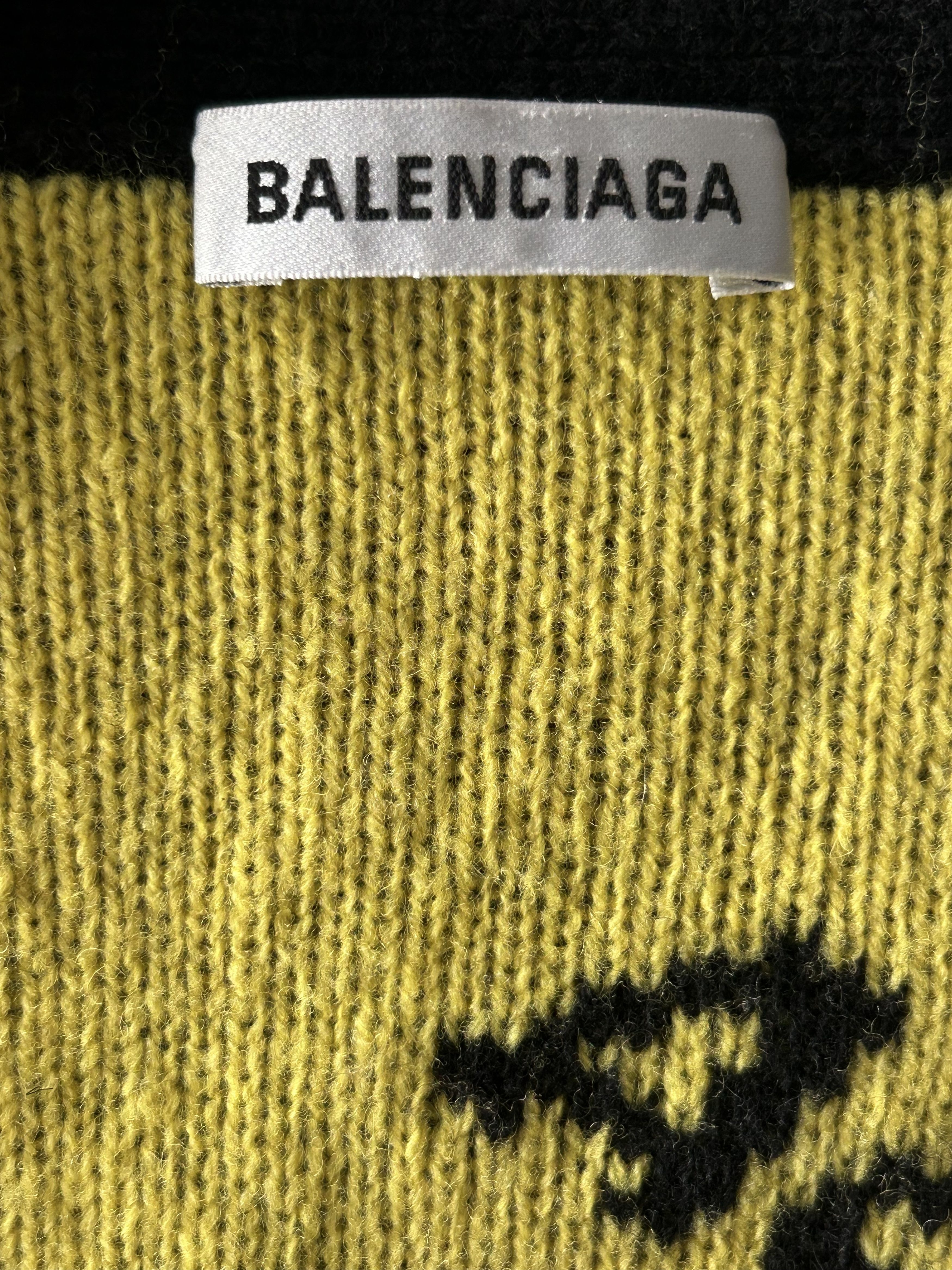 Balenciaga Balenciaga Black & Yellow All Over Logo Cardigan Size US L / EU 52-54 / 3 - 3 Thumbnail