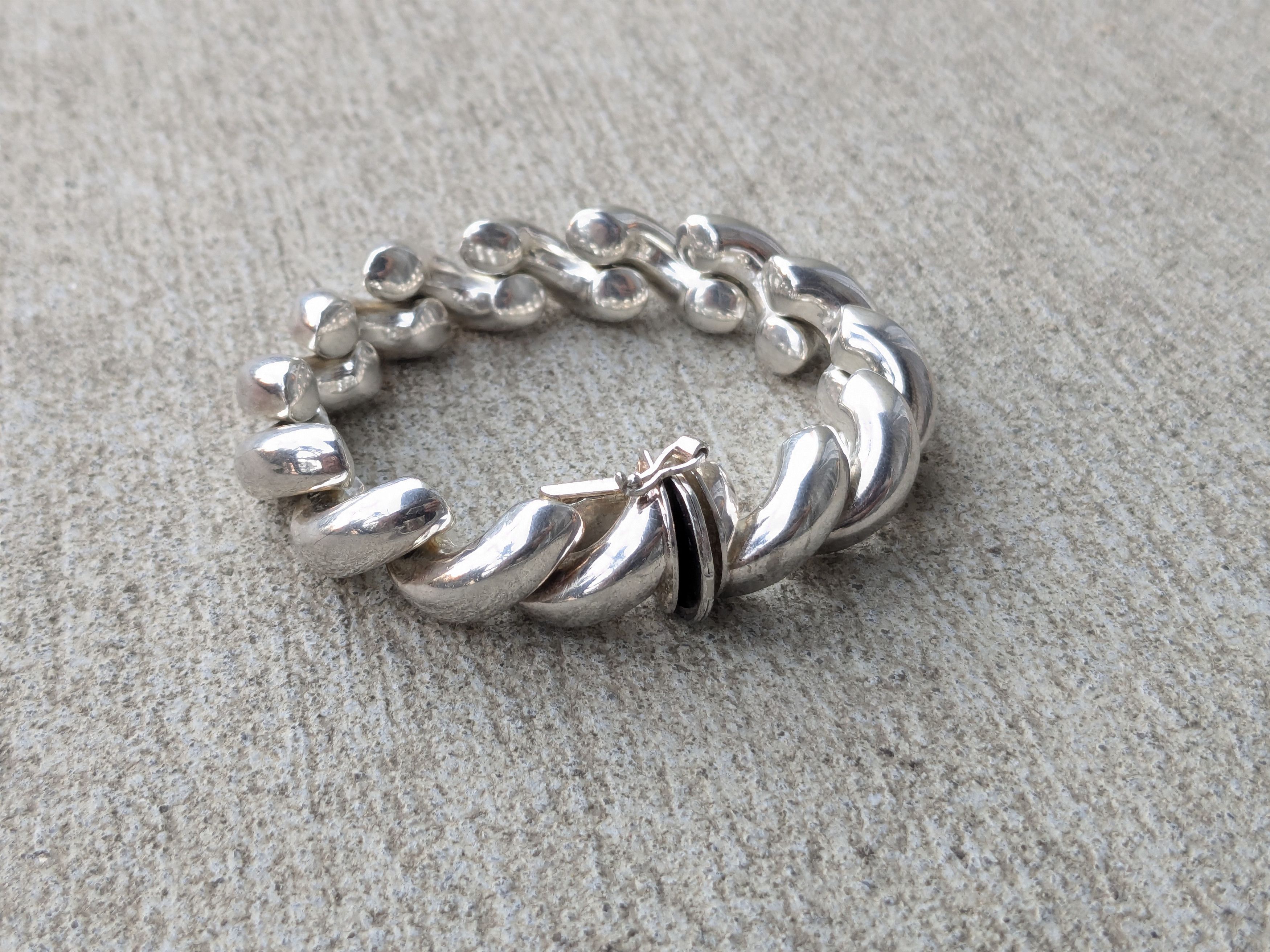 Jewelry x Sterling Silver Vintage Sterling Silver Bracelet Rope Twist Chain 7.25 in Gray Silver