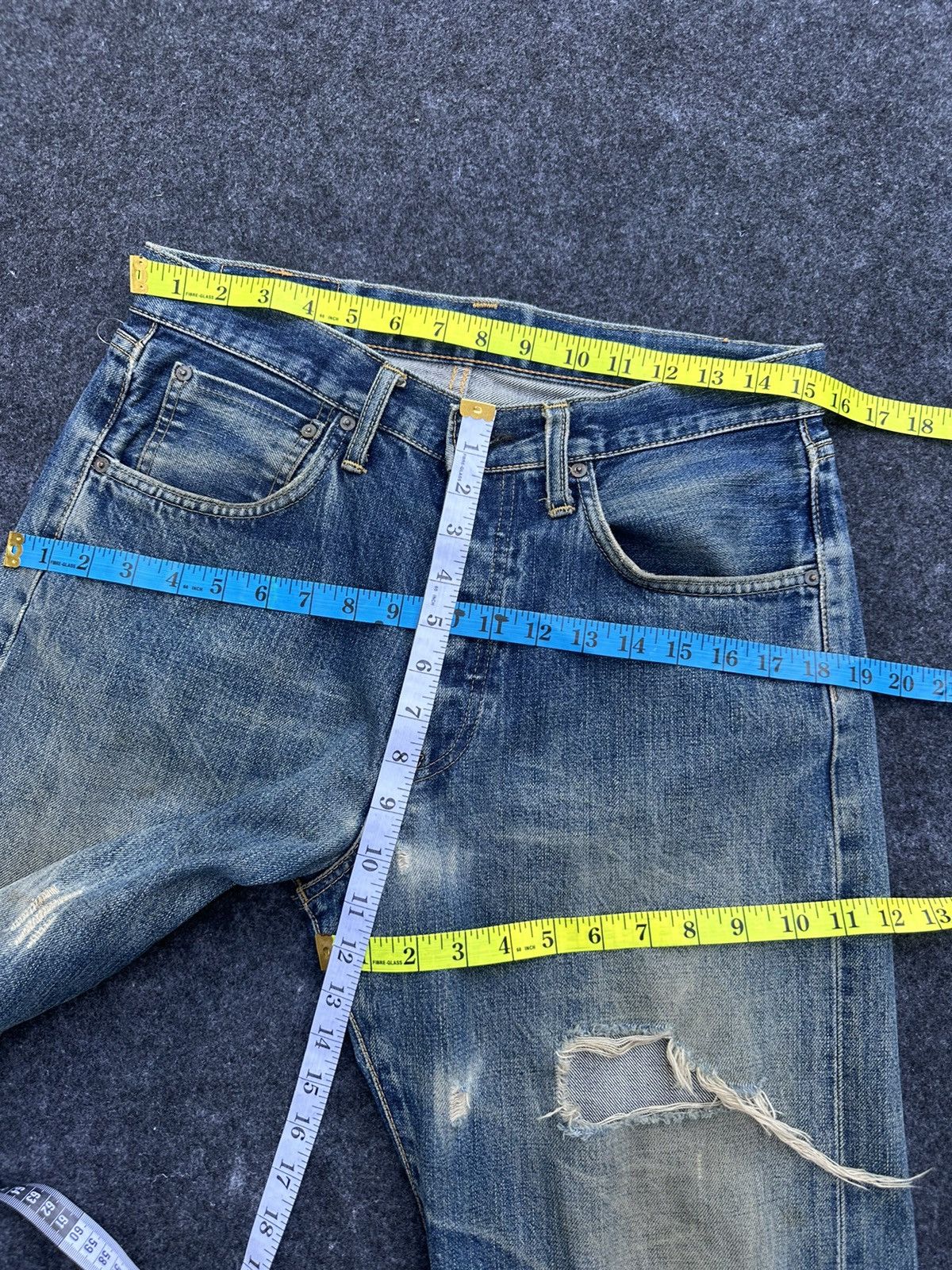Edwin Vtg Edwin 505X Orange Tag Selvedge Ripped Denim 30x35 D42 Size US 30 / EU 46 - 15 Thumbnail