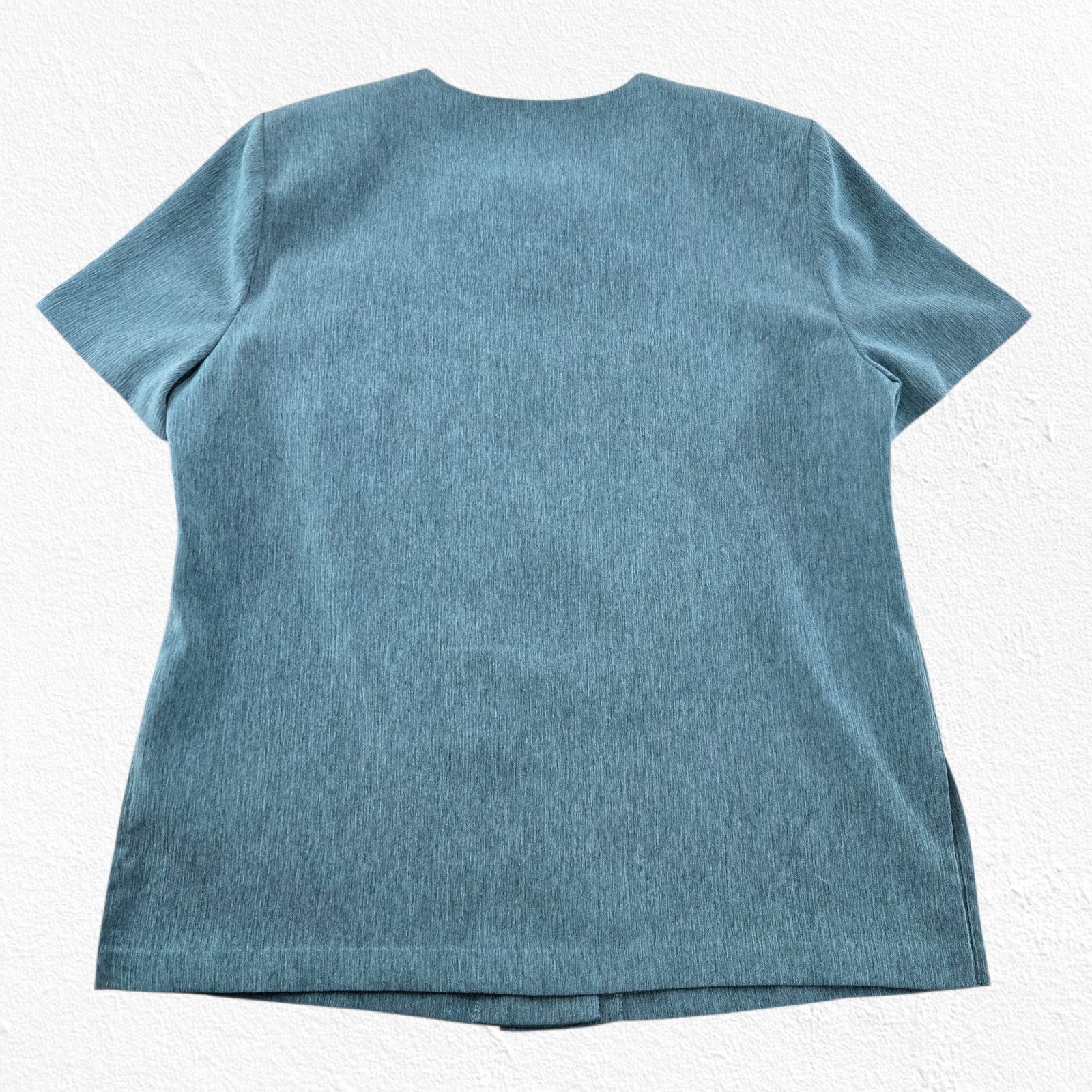 Vintage 1990s Teal Short Sleeve Silver Button Front Blouse Size 16P Size XXL / US 16-18 / IT 52-54 - 8 Thumbnail