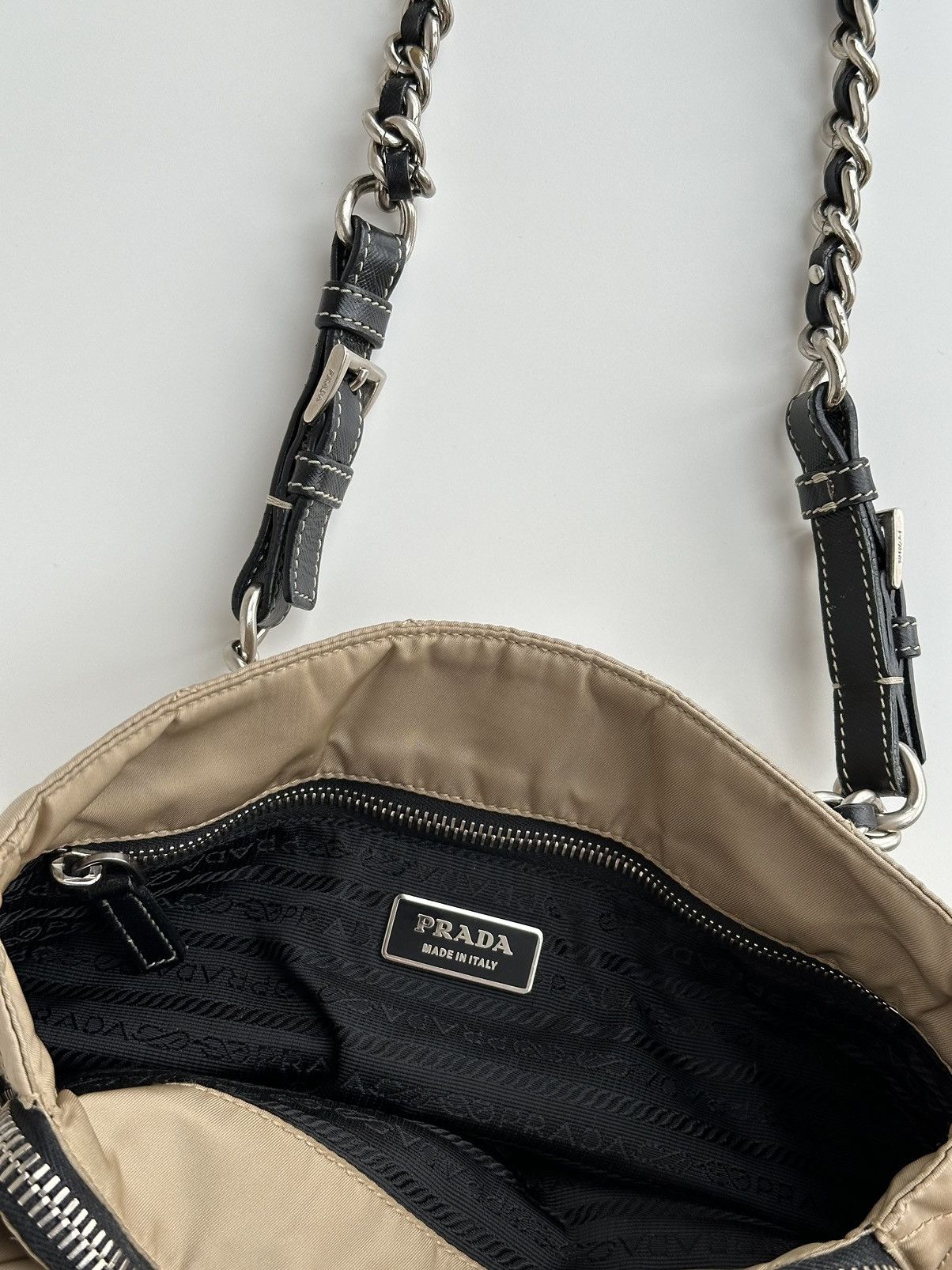 Prada Prada Quilted Chain Shoulder Bag Nylon Beige Tessuto bag Size ONE SIZE - 7 Thumbnail