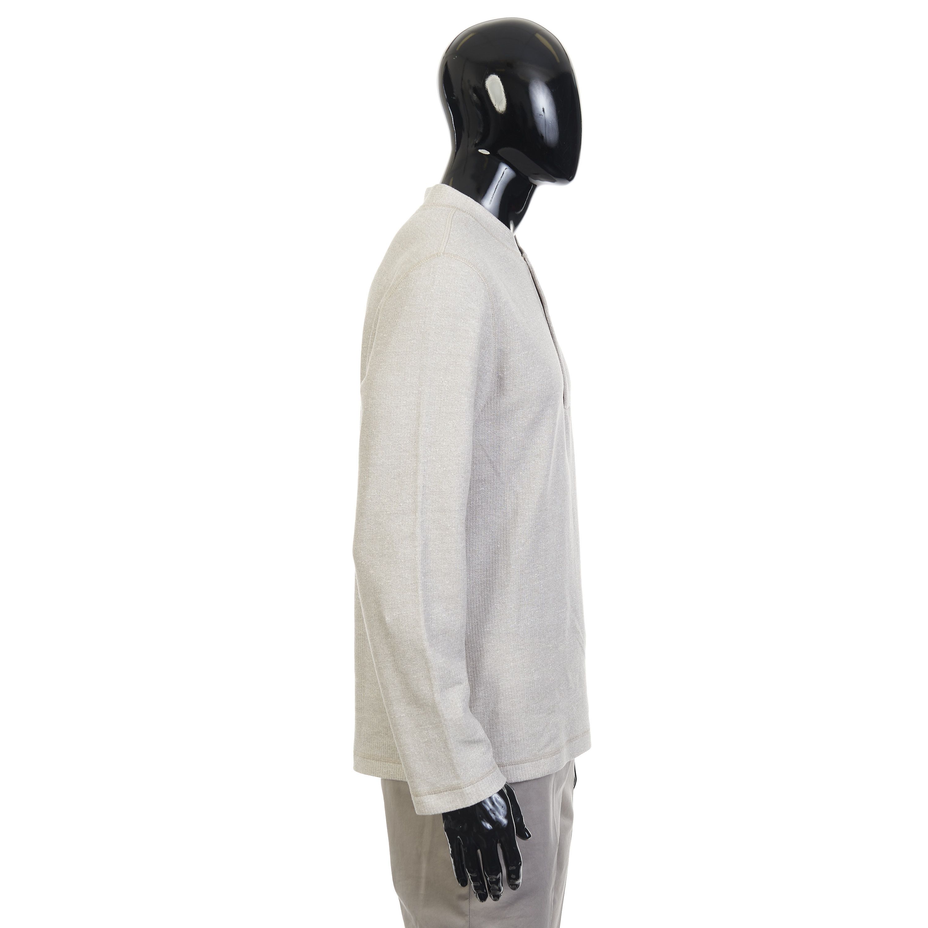Brunello Cucinelli Gray Cotton & Linen Shirt - Henley Collar Size S Size US S / EU 44-46 / 1 - 7 Thumbnail