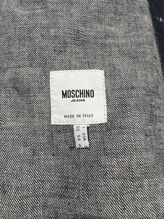 Designer × Moschino × Vintage 2000s Moschino Peace Raw Denim Jacket Size US S / EU 44-46 / 1 - 11 Thumbnail